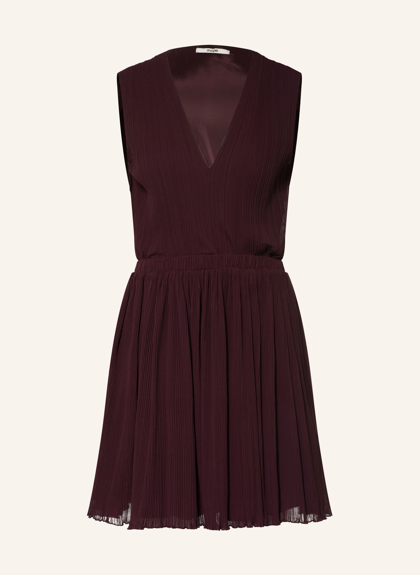maje Kleid mit Plissees und Cut-out: DUNKELLILA