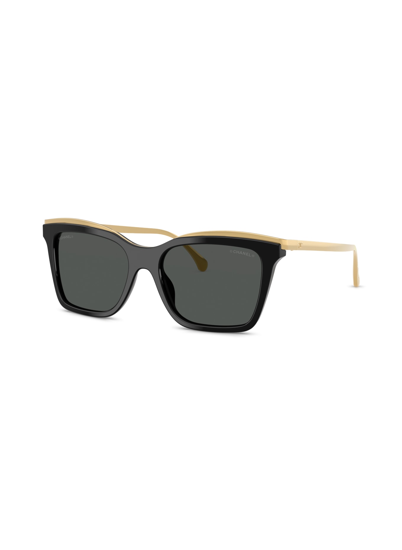 CHANEL Quadratische Sonnenbrille: BLACK/ DARK GREY