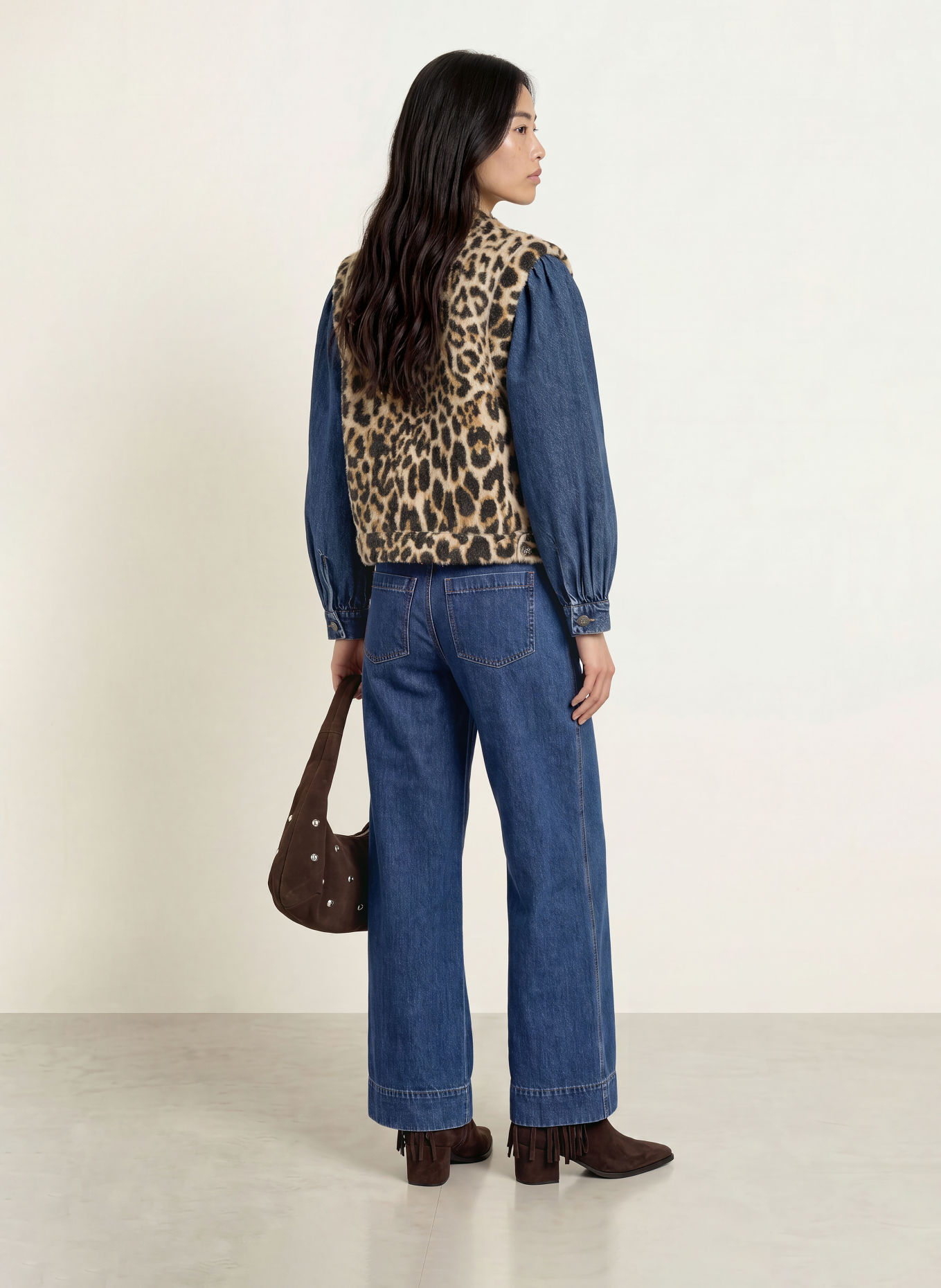 RINO & PELLE Gebreid vest ELONA: MARRON FONCÉ / LICHTBRUIN / BEIGE