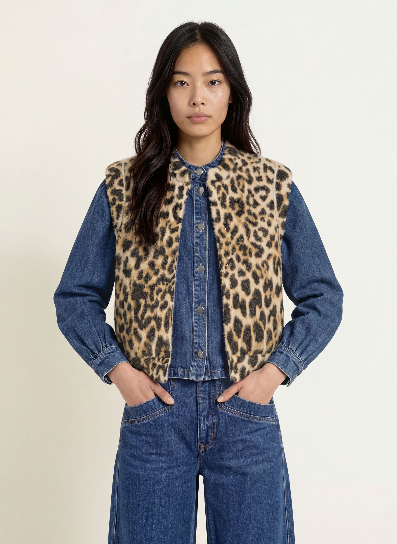 RINO & PELLE Gebreid vest ELONA: MARRON FONCÉ / LICHTBRUIN / BEIGE
