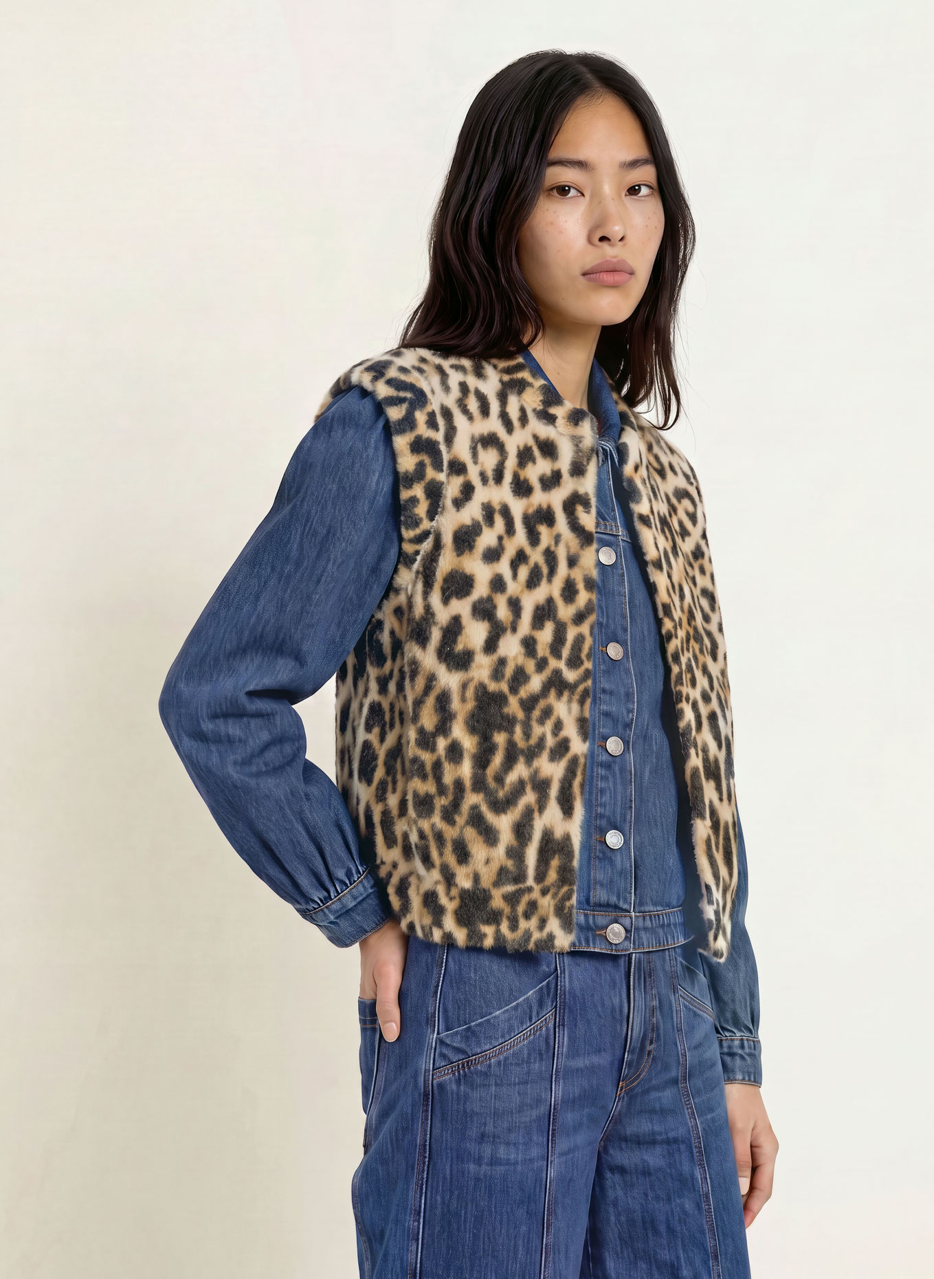 RINO & PELLE Gebreid vest ELONA: MARRON FONCÉ / LICHTBRUIN / BEIGE