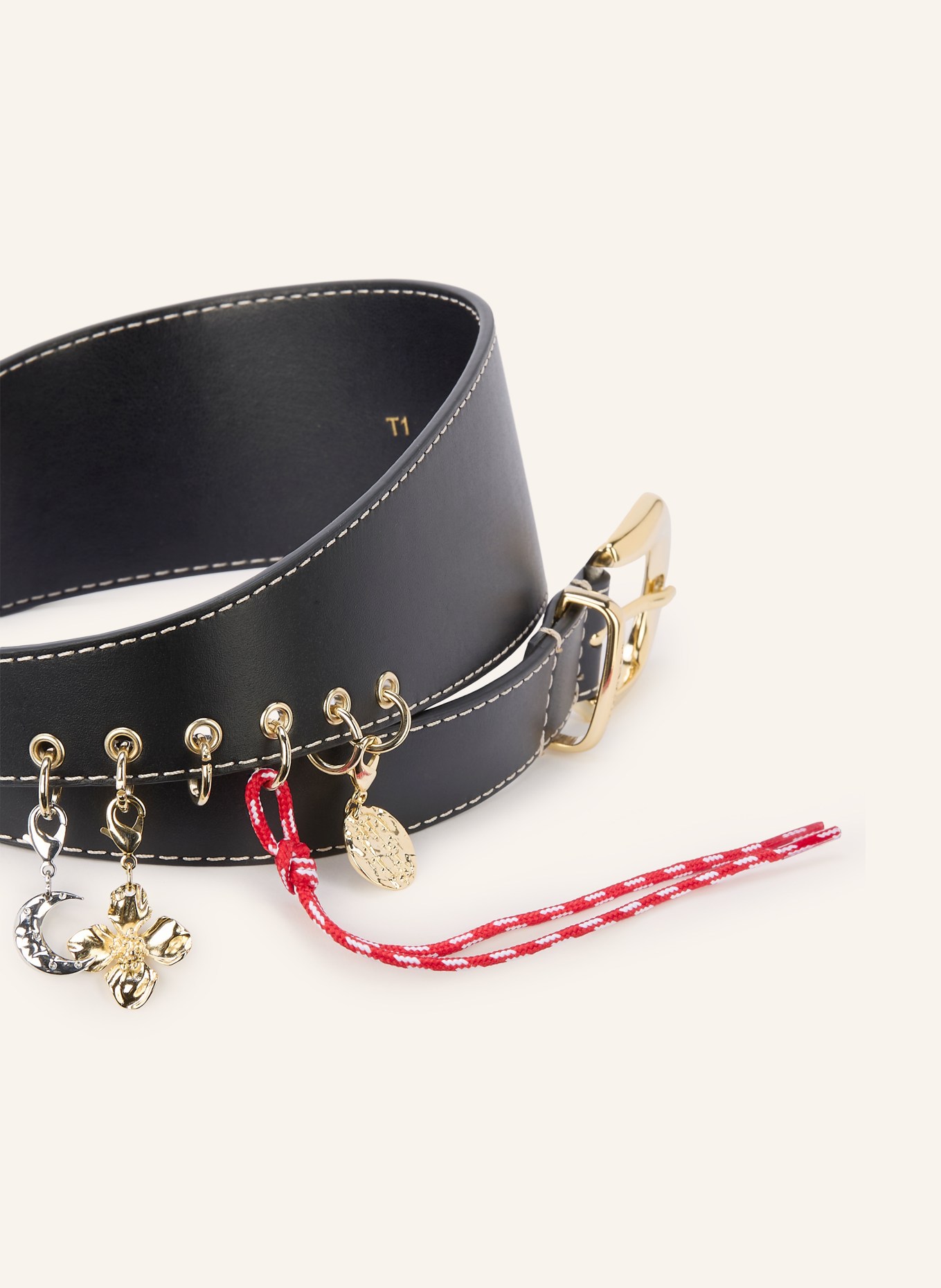 CLAUDIE PIERLOT Ledergürtel: SCHWARZ / GOLD
