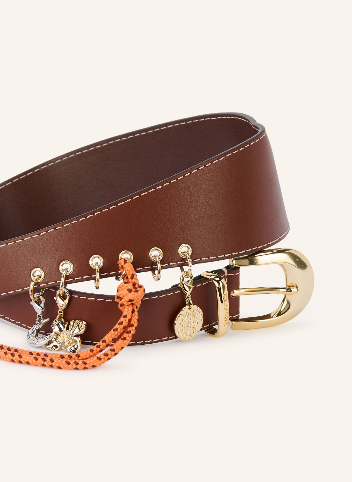 CLAUDIE PIERLOT Ledergürtel: BRAUN / GOLD