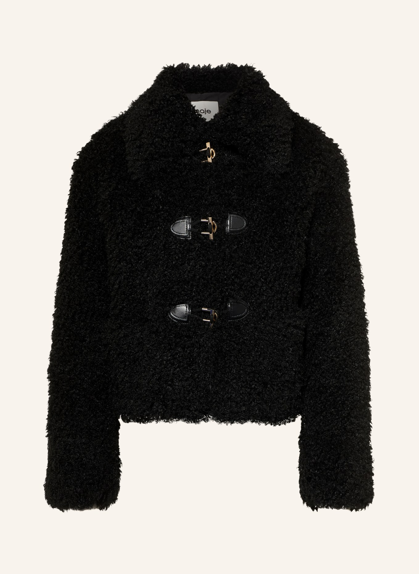 maje Kunstfell-Jacke: SCHWARZ