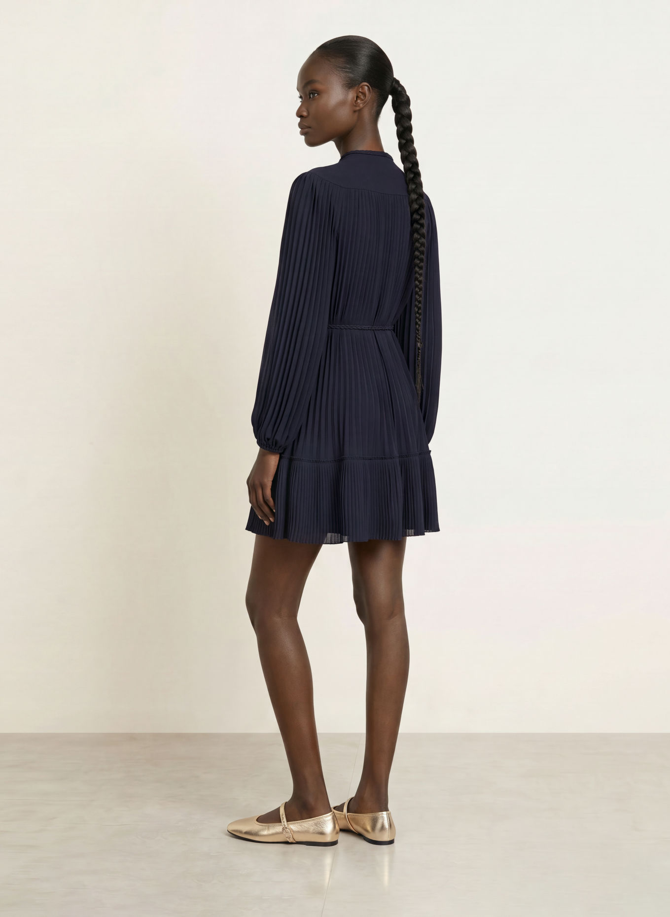 maje Cocktailkleid mit Plissees: DUNKELBLAU