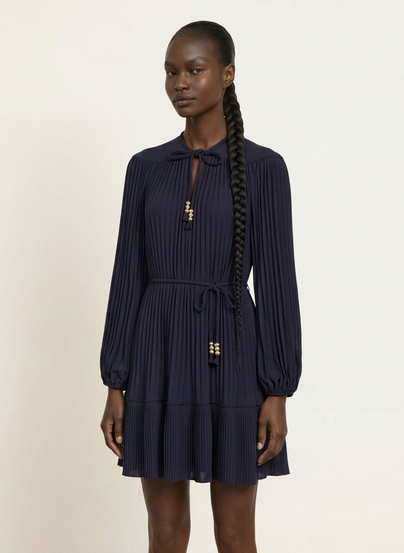 maje Cocktailkleid mit Plissees: DUNKELBLAU