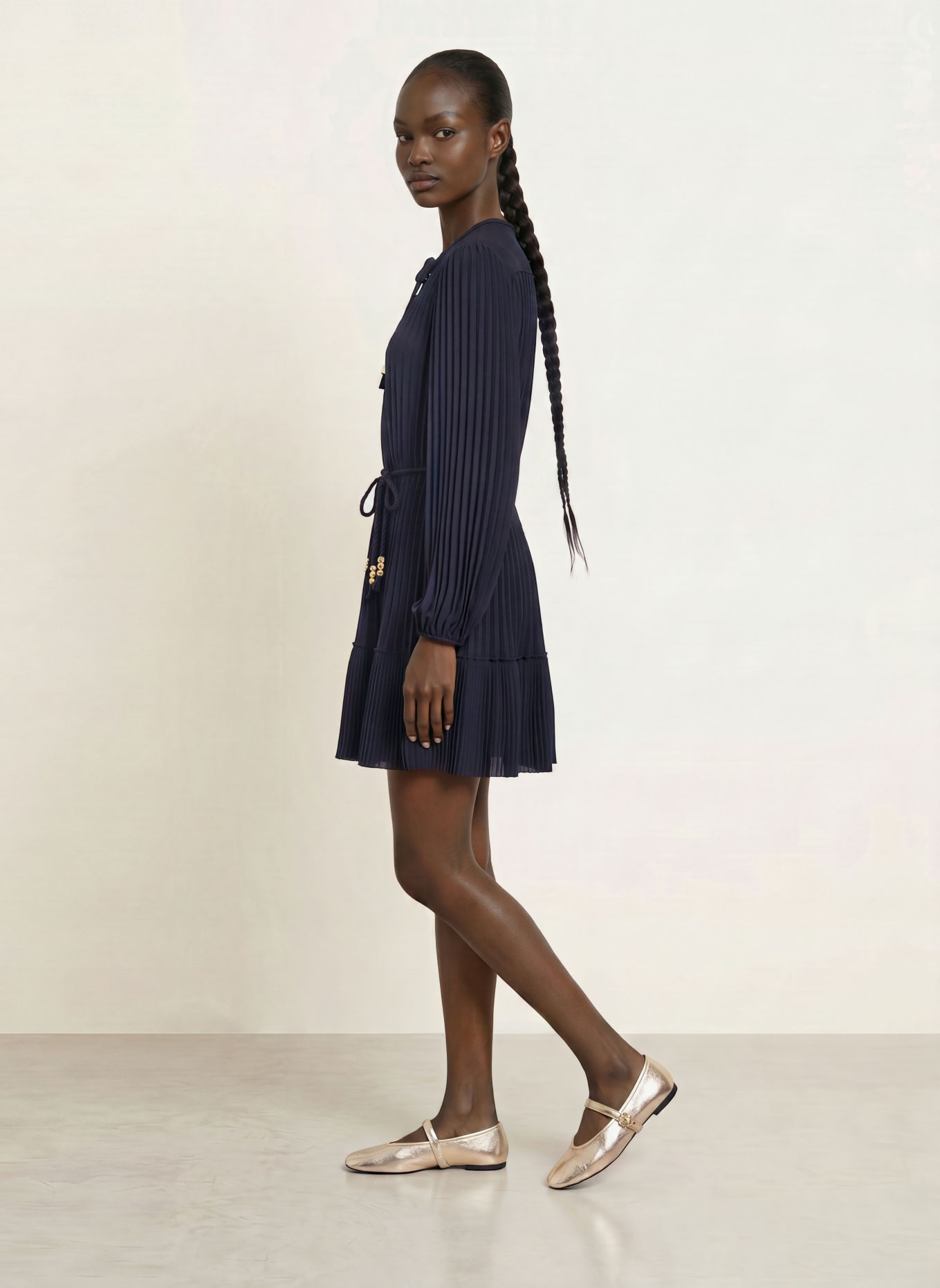 maje Cocktailkleid mit Plissees: DUNKELBLAU