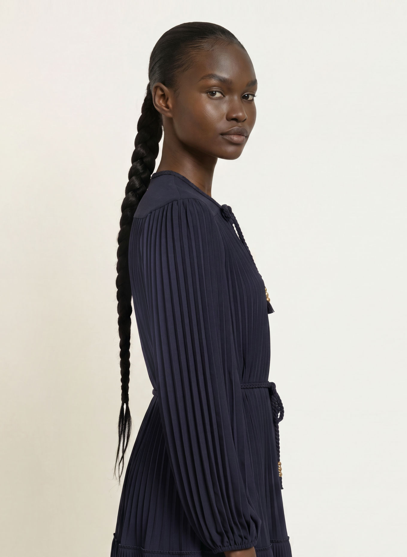 maje Cocktailkleid mit Plissees: DUNKELBLAU