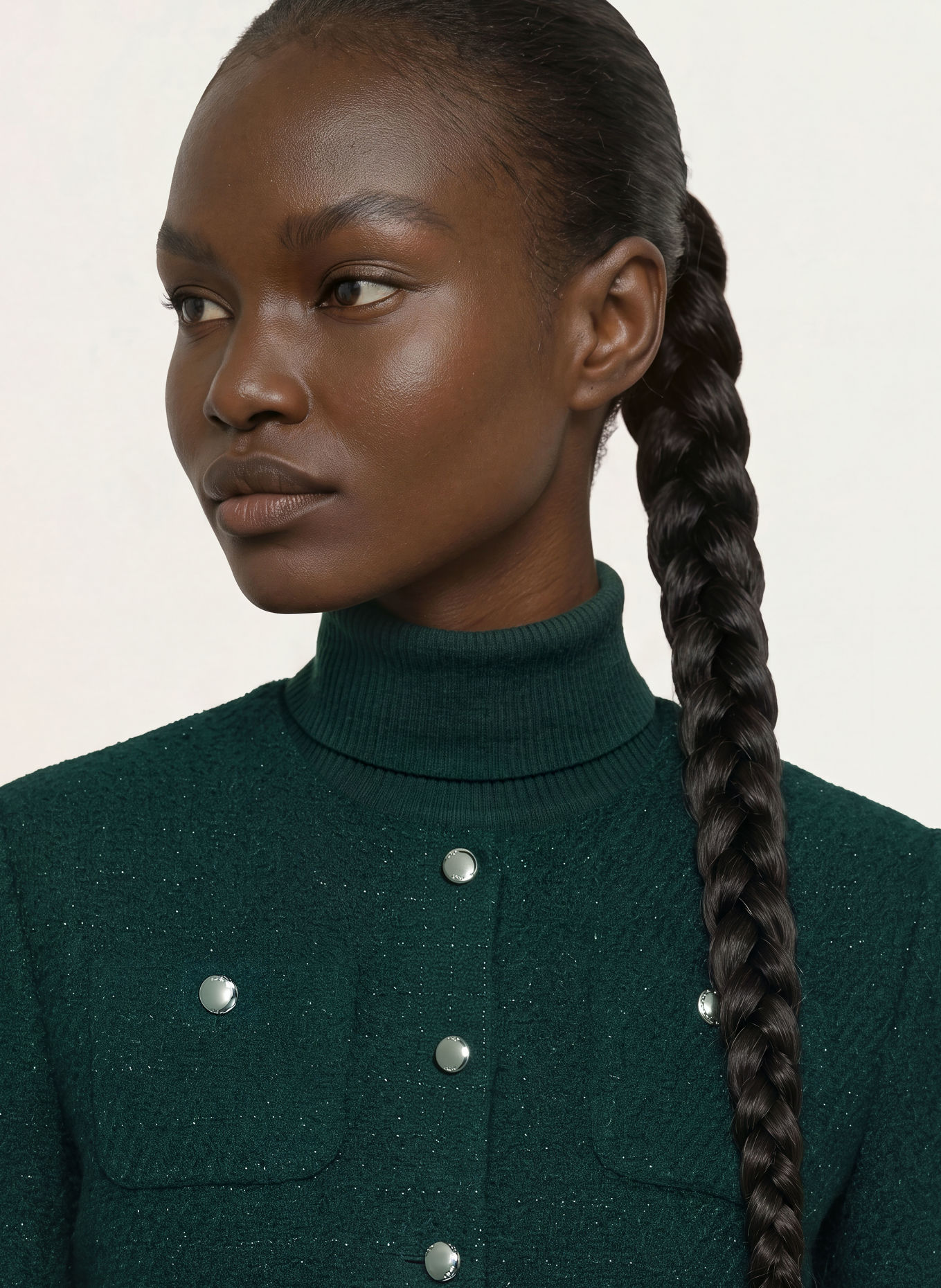 maje Kastenjacke aus Tweed mit Glitzergarn: DUNKELGRÜN