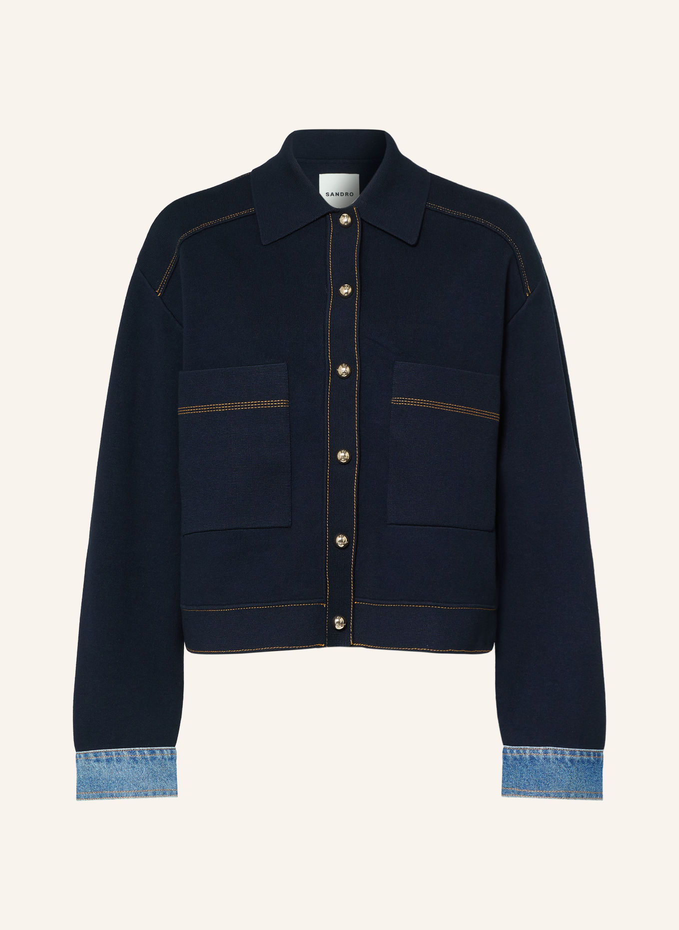 SANDRO Jacke in Jeansoptik im Materialmix: DUNKELBLAU / HELLBLAU