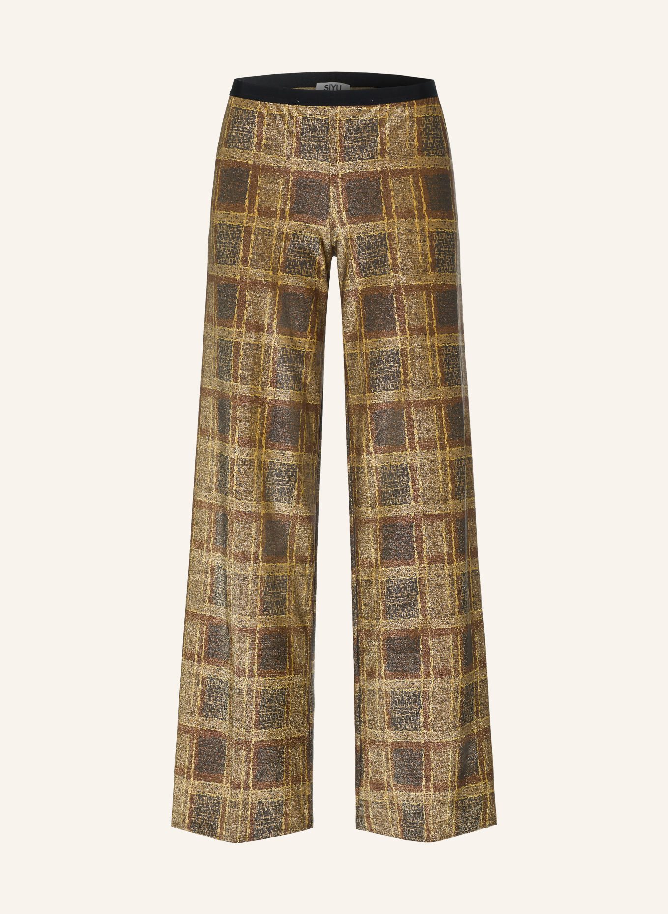 SIYU Marlene-broek met glittergaren: GOUD / BRUIN / DONKERGRIJS