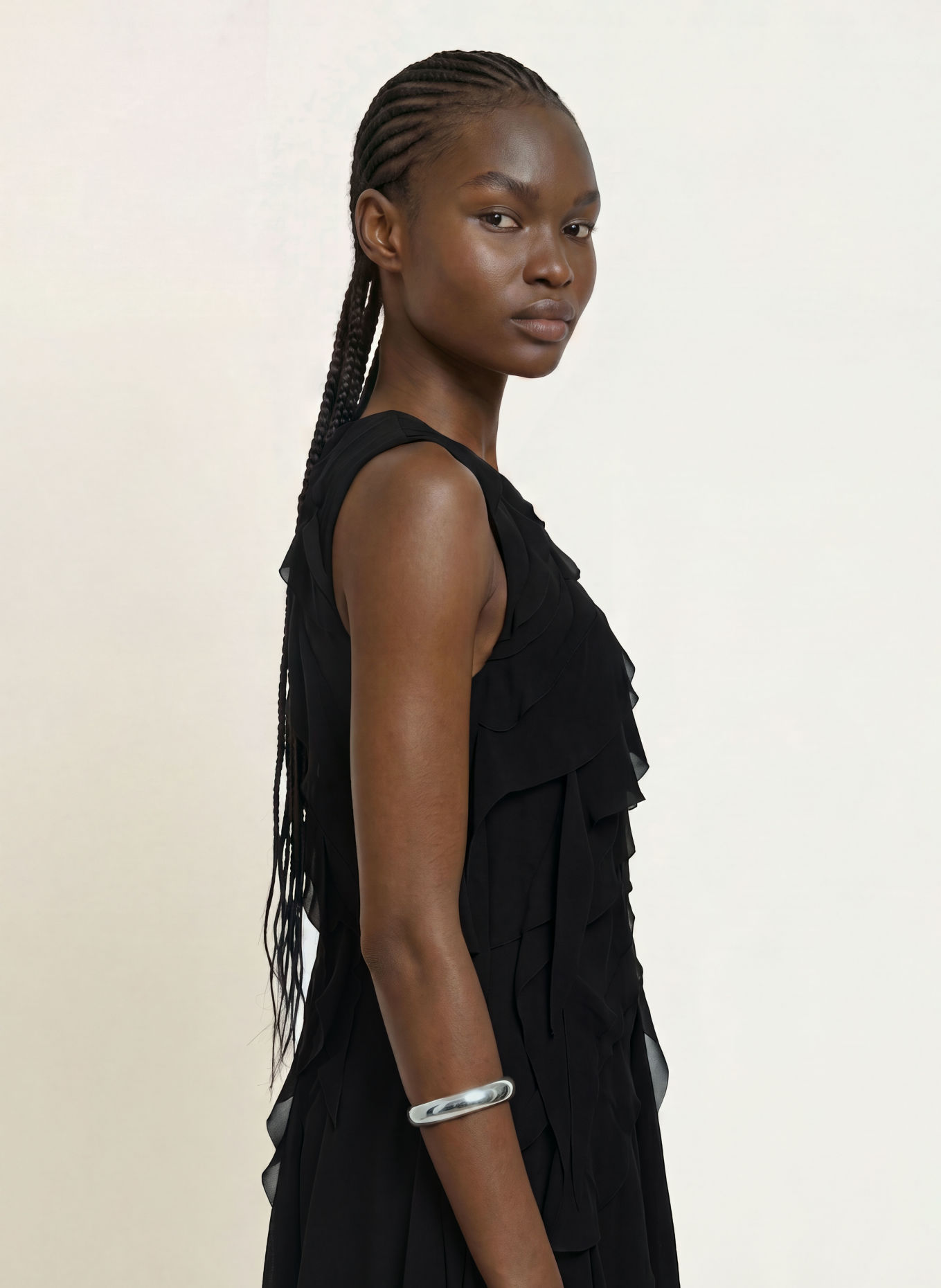 ALLSAINTS ANGIE-jurk met volants: ZWART