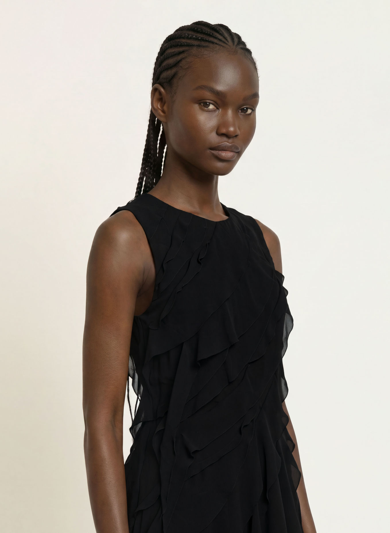 ALLSAINTS ANGIE-jurk met volants: ZWART