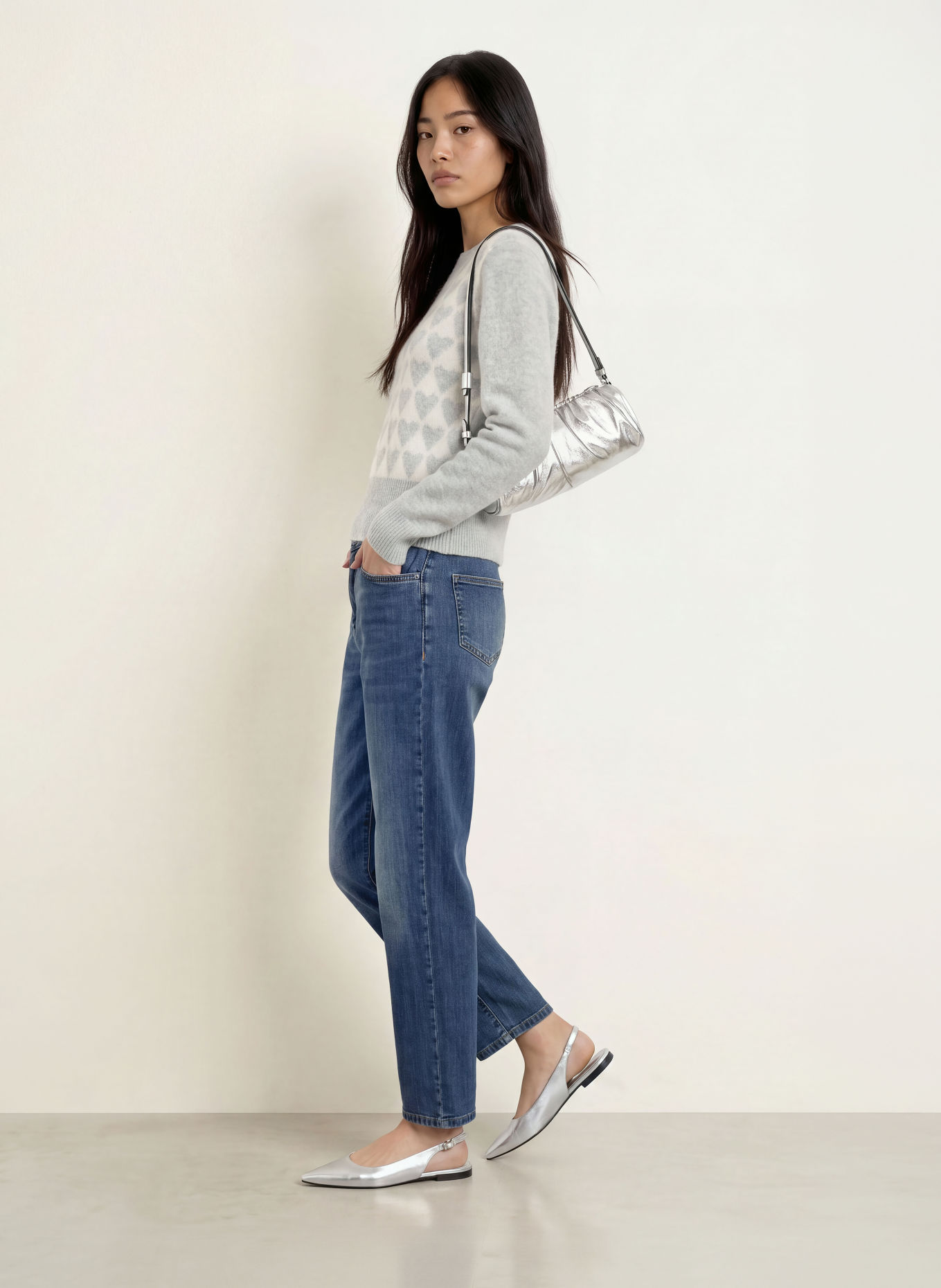 MORE & MORE Sweater: LIGHT GRAY / CREAM
