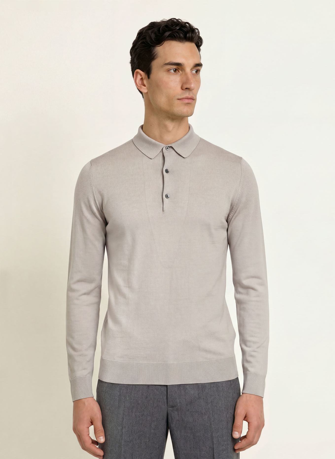JOHN SMEDLEY BRADWELL Knit polo shirt: BEIGE