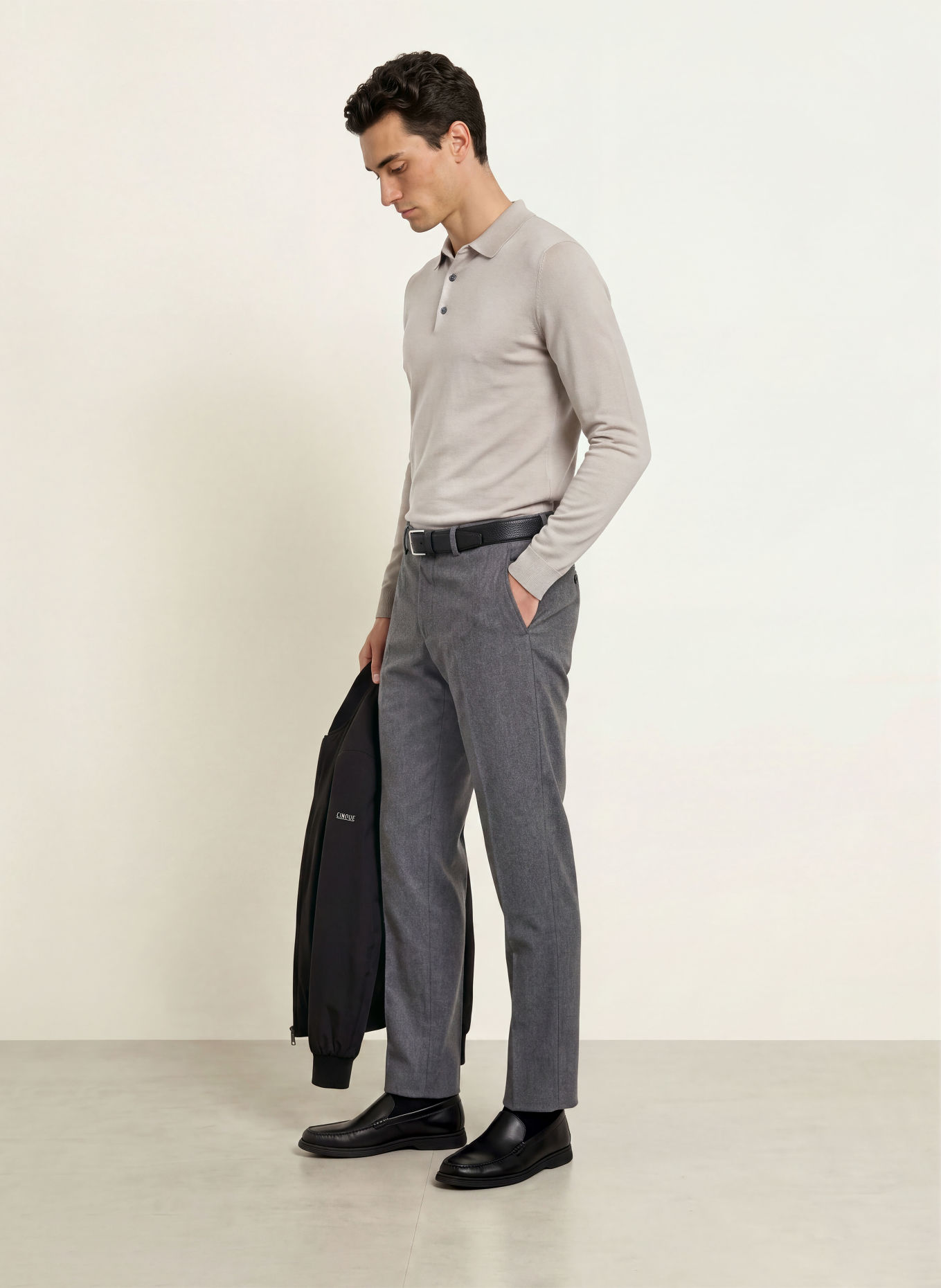 JOHN SMEDLEY BRADWELL Knit polo shirt: BEIGE