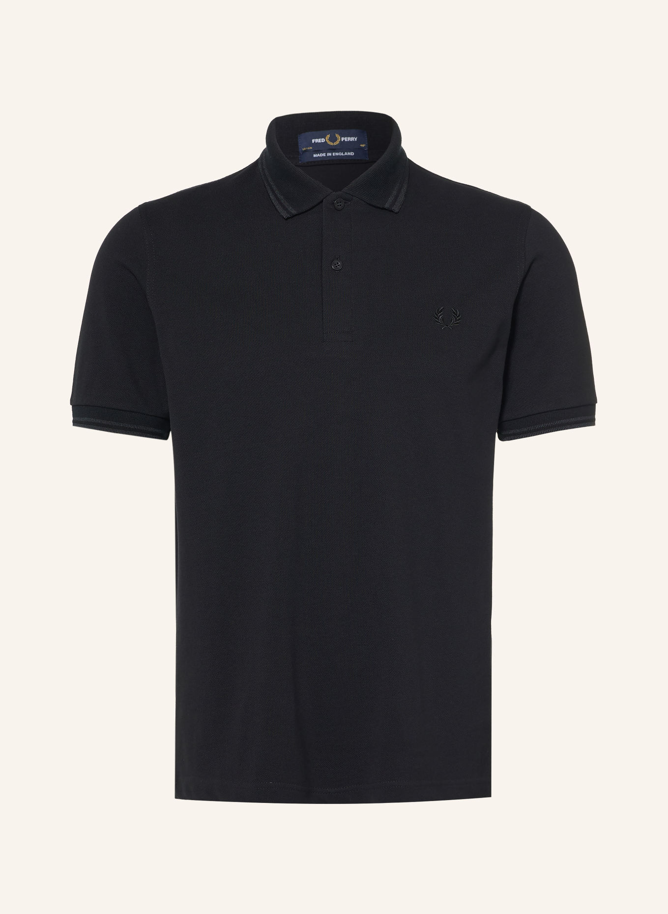 FRED PERRY piqué polo shirt: BLACK / DARK GRAY
