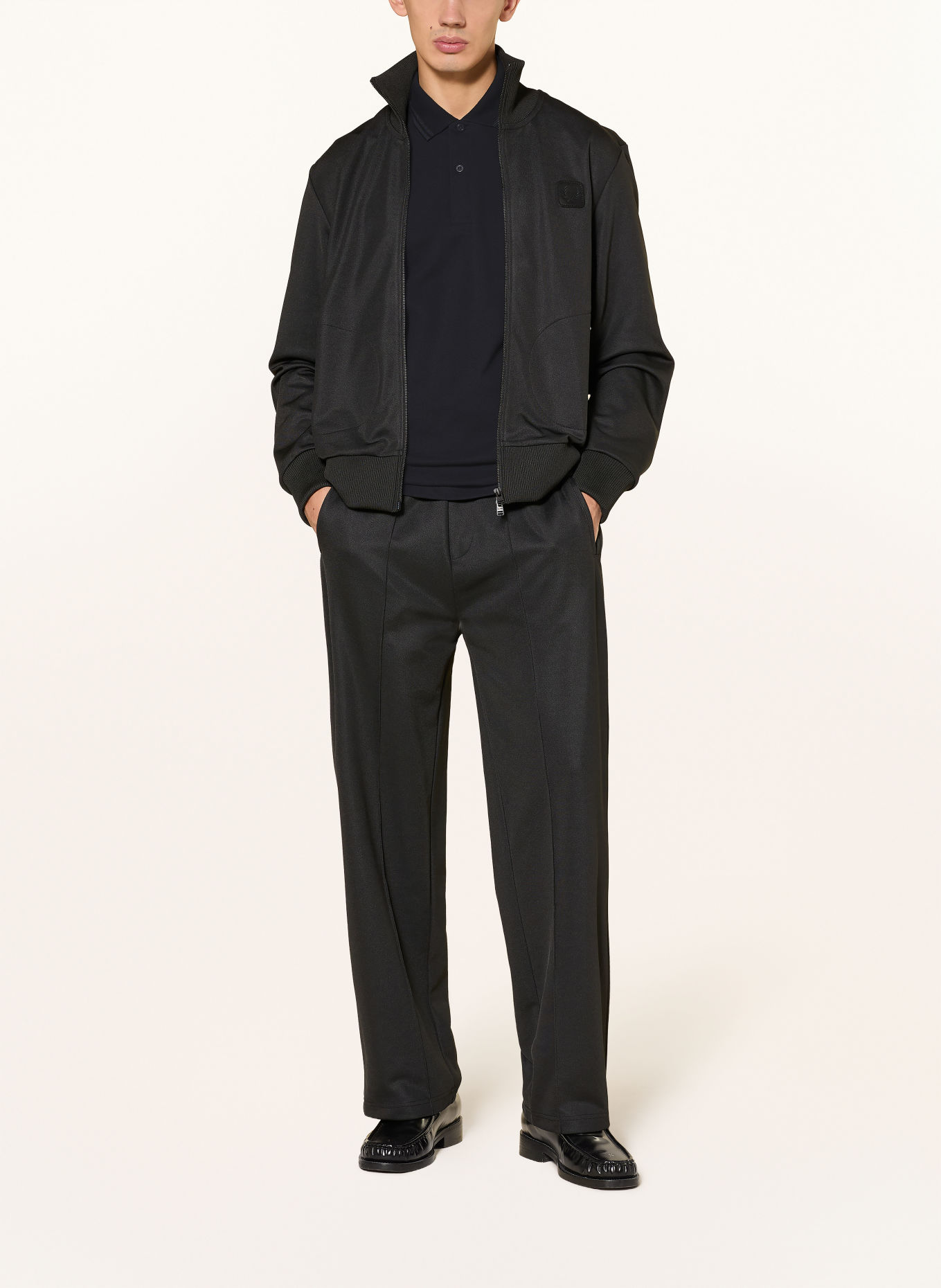 FRED PERRY piqué polo shirt: BLACK / DARK GRAY
