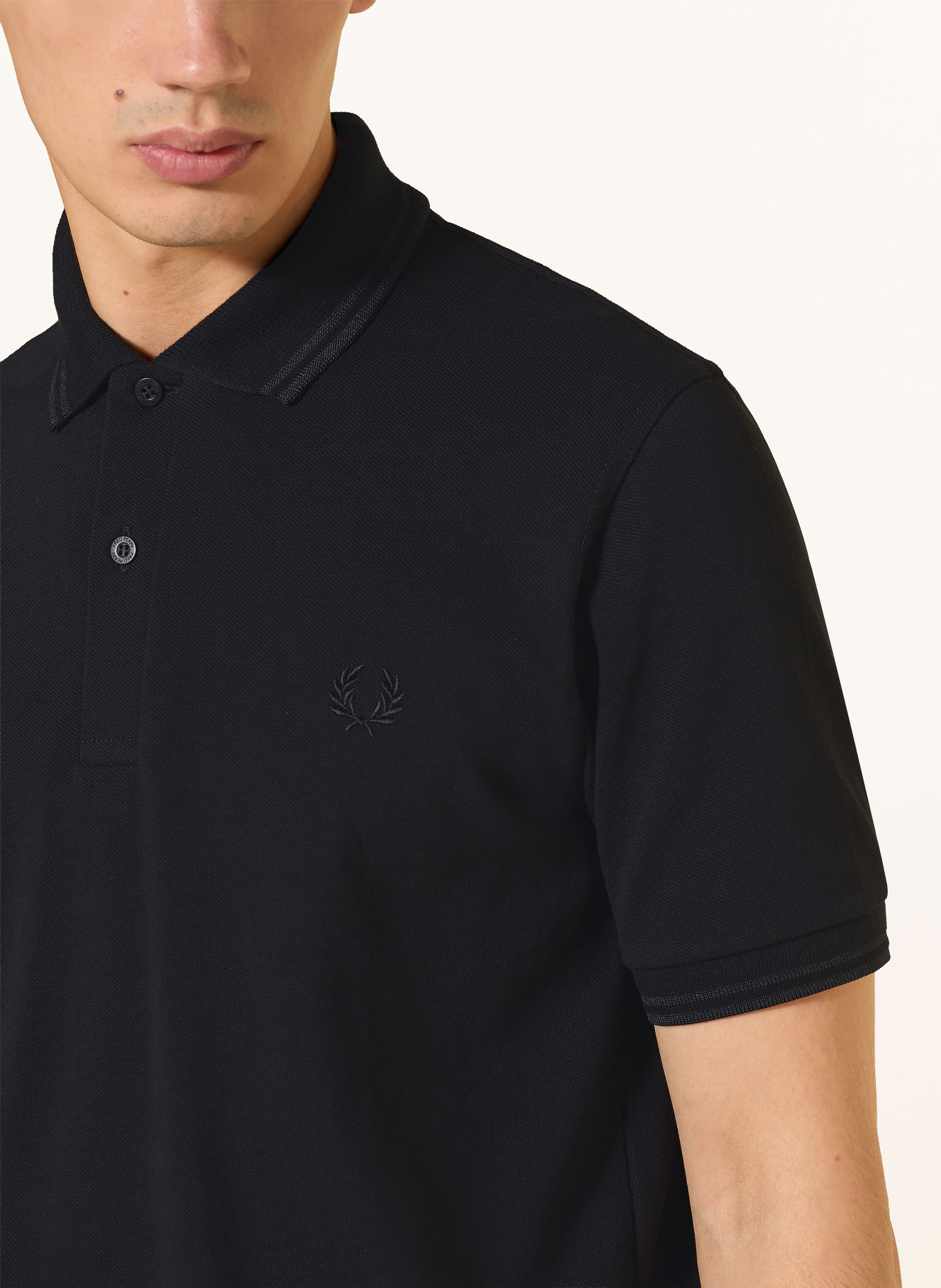 FRED PERRY piqué polo shirt: BLACK / DARK GRAY