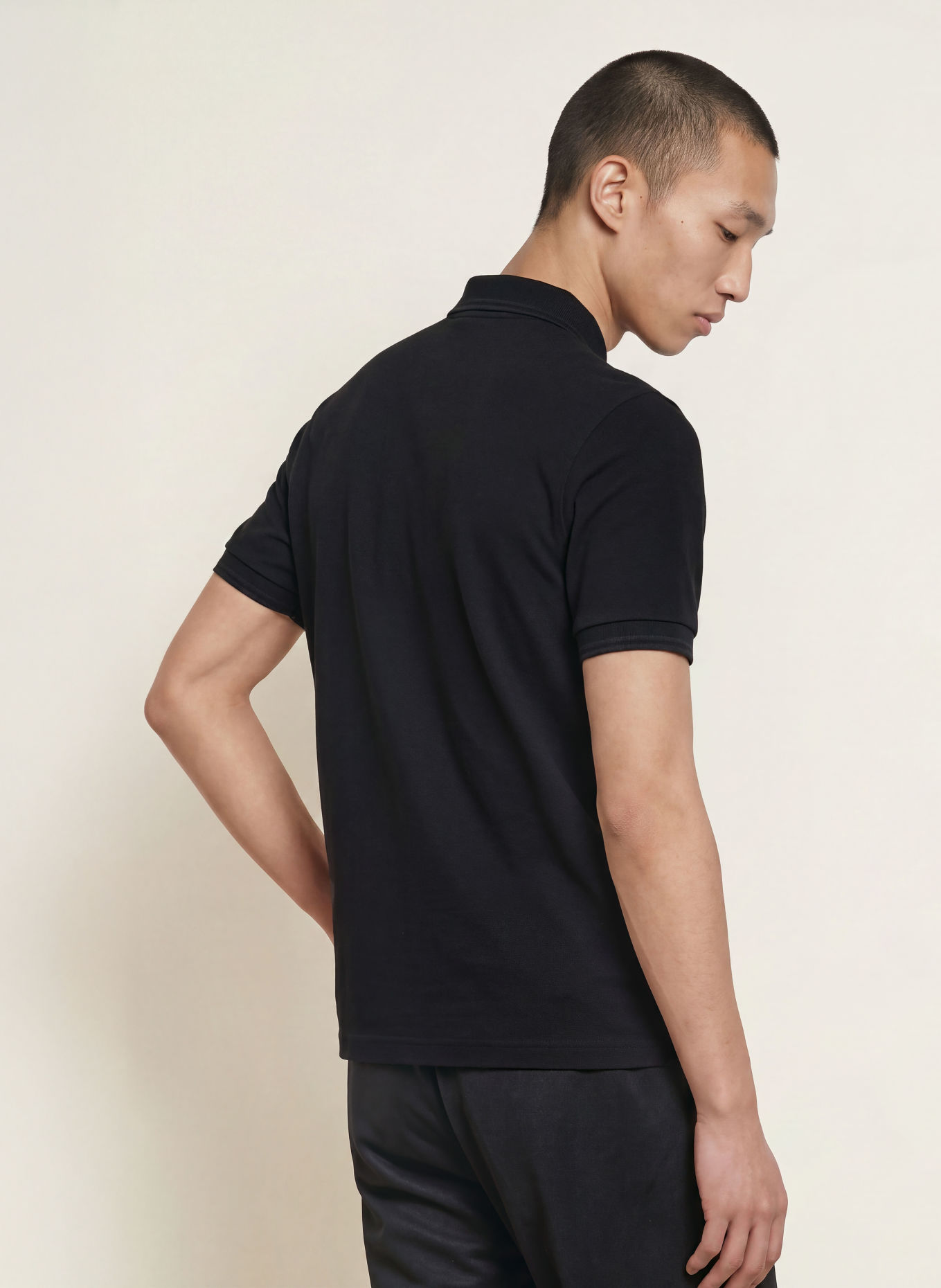 FRED PERRY piqué polo shirt: BLACK / DARK GRAY