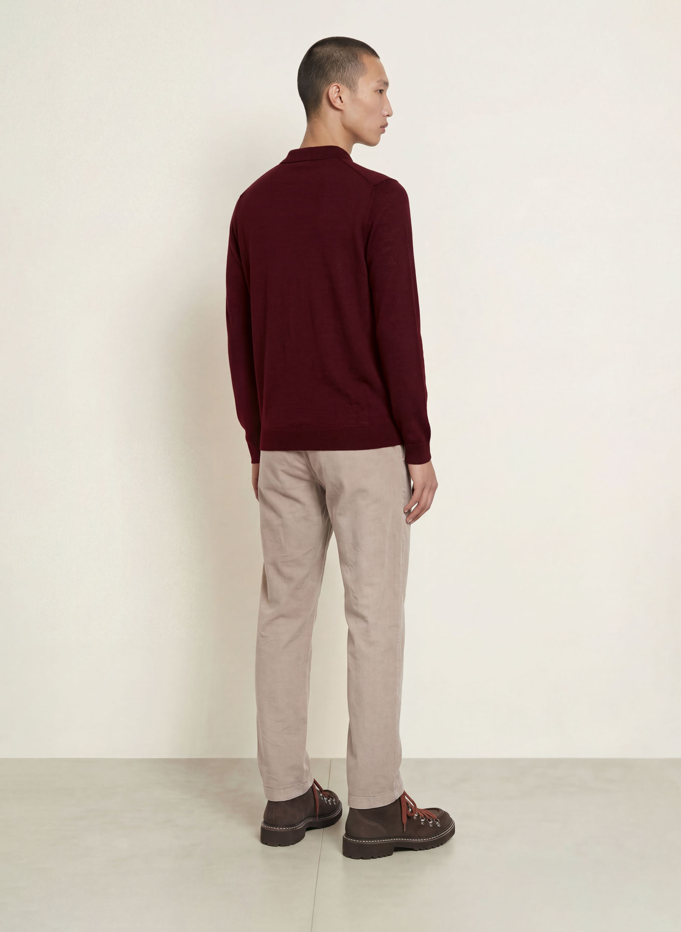 MAERZ MUENCHEN Gebreid poloshirt: DONKERROOD
