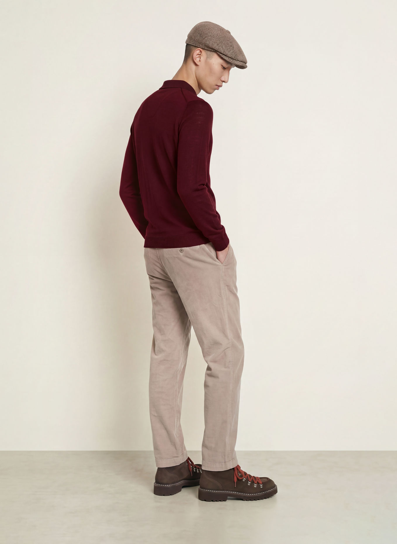 MAERZ MUENCHEN Gebreid poloshirt: DONKERROOD