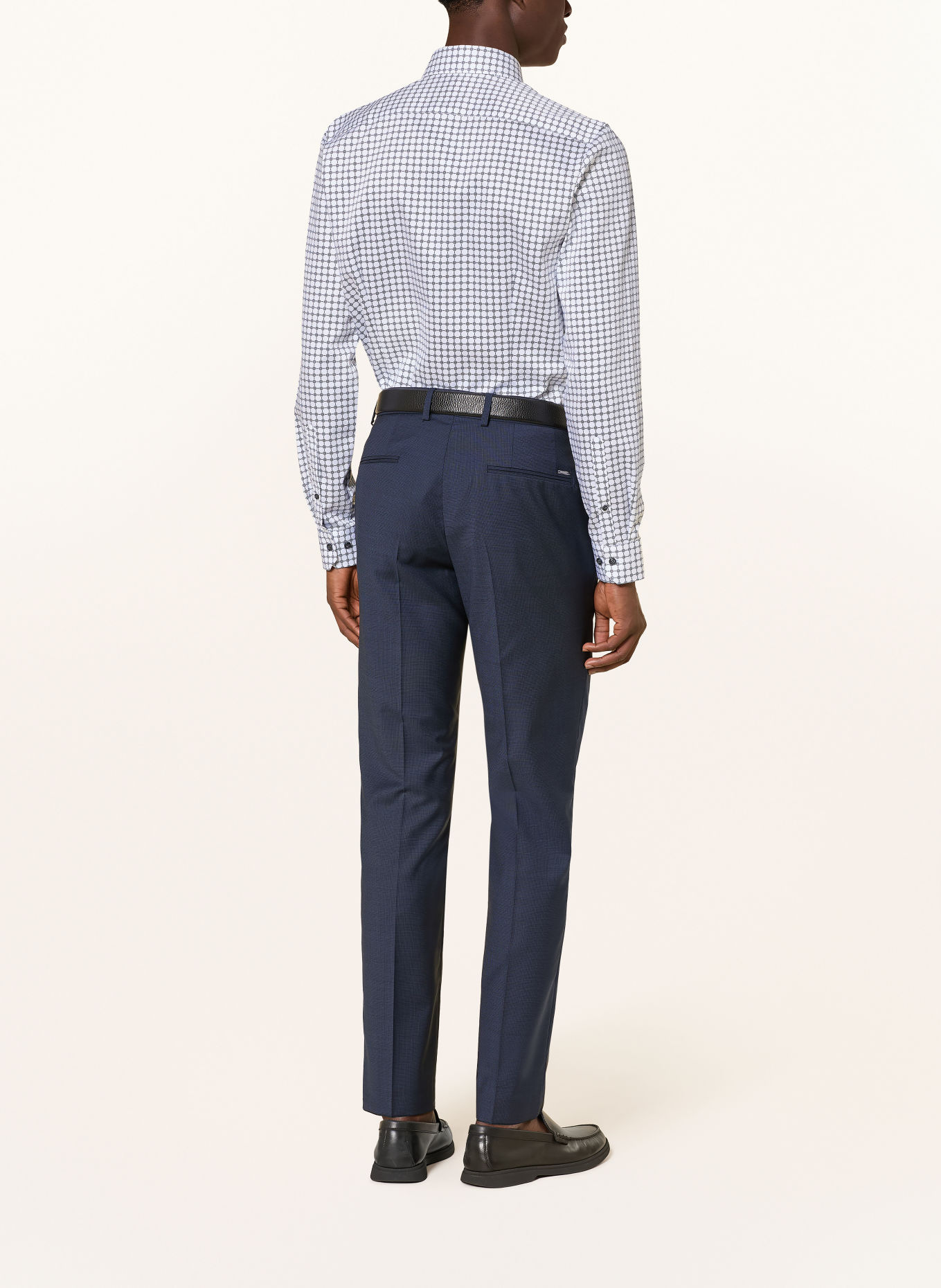 OLYMP Hemd No. Six super slim: WEISS / DUNKELBLAU