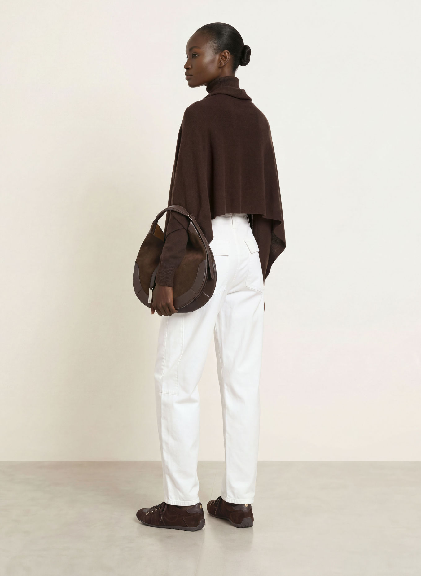 rosemunde Poncho with cashmere: DARK BROWN
