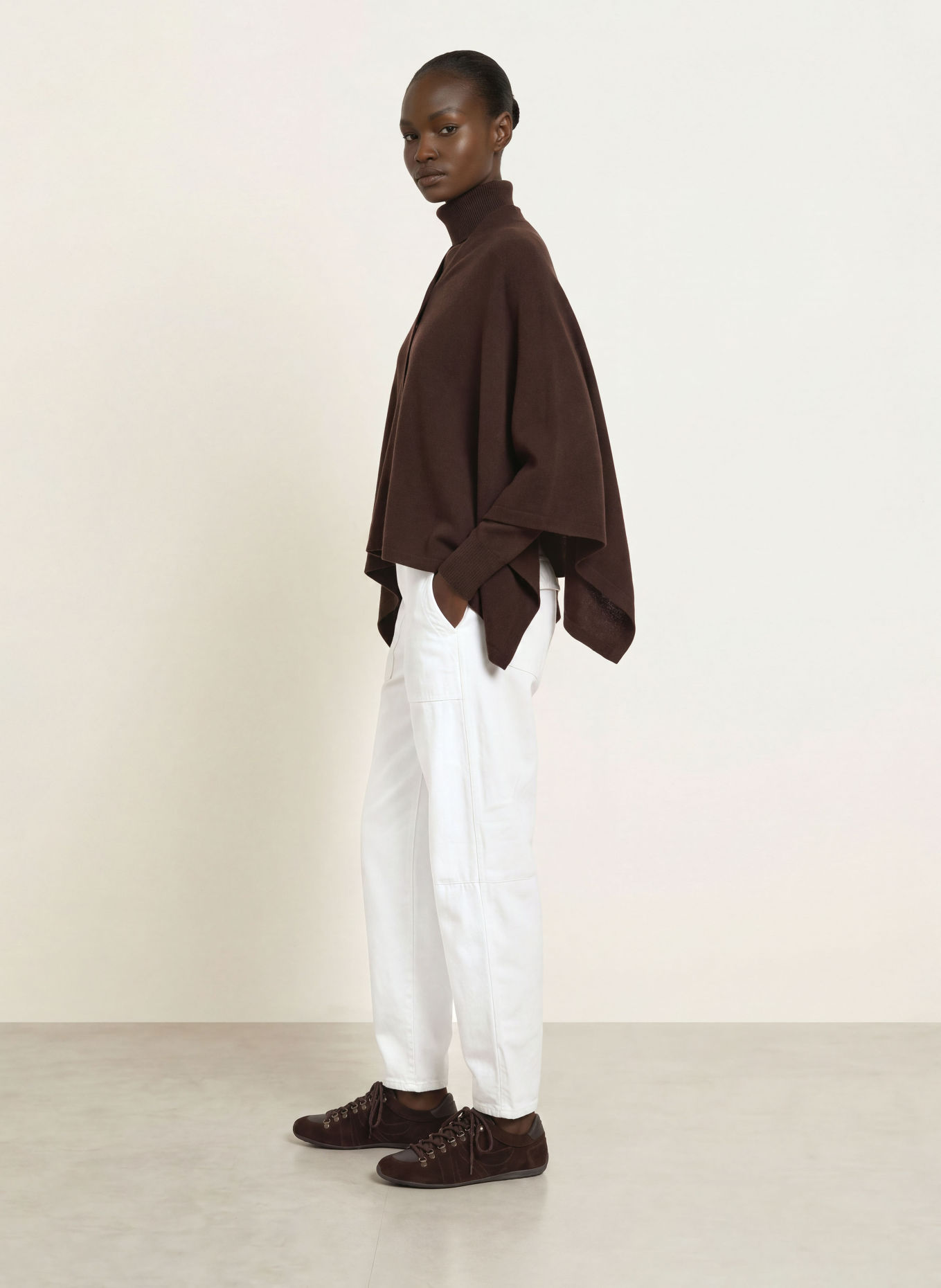rosemunde Poncho with cashmere: DARK BROWN
