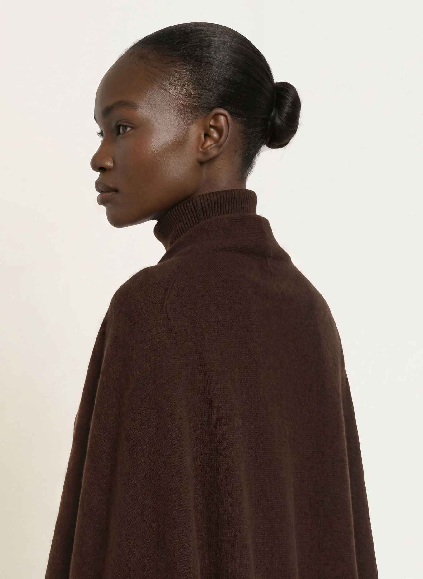 rosemunde Poncho with cashmere: DARK BROWN