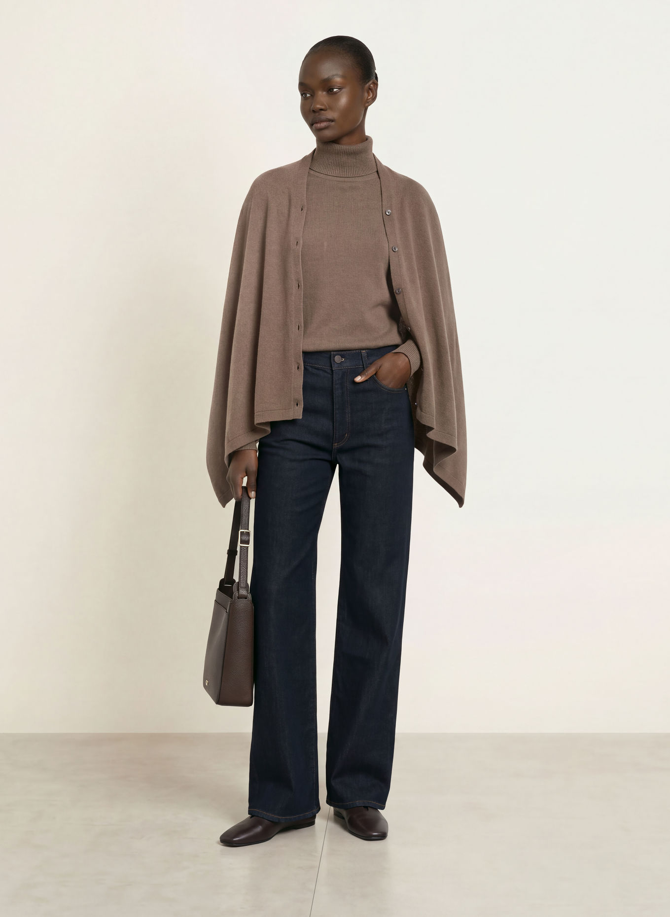 rosemunde Poncho with cashmere: BROWN