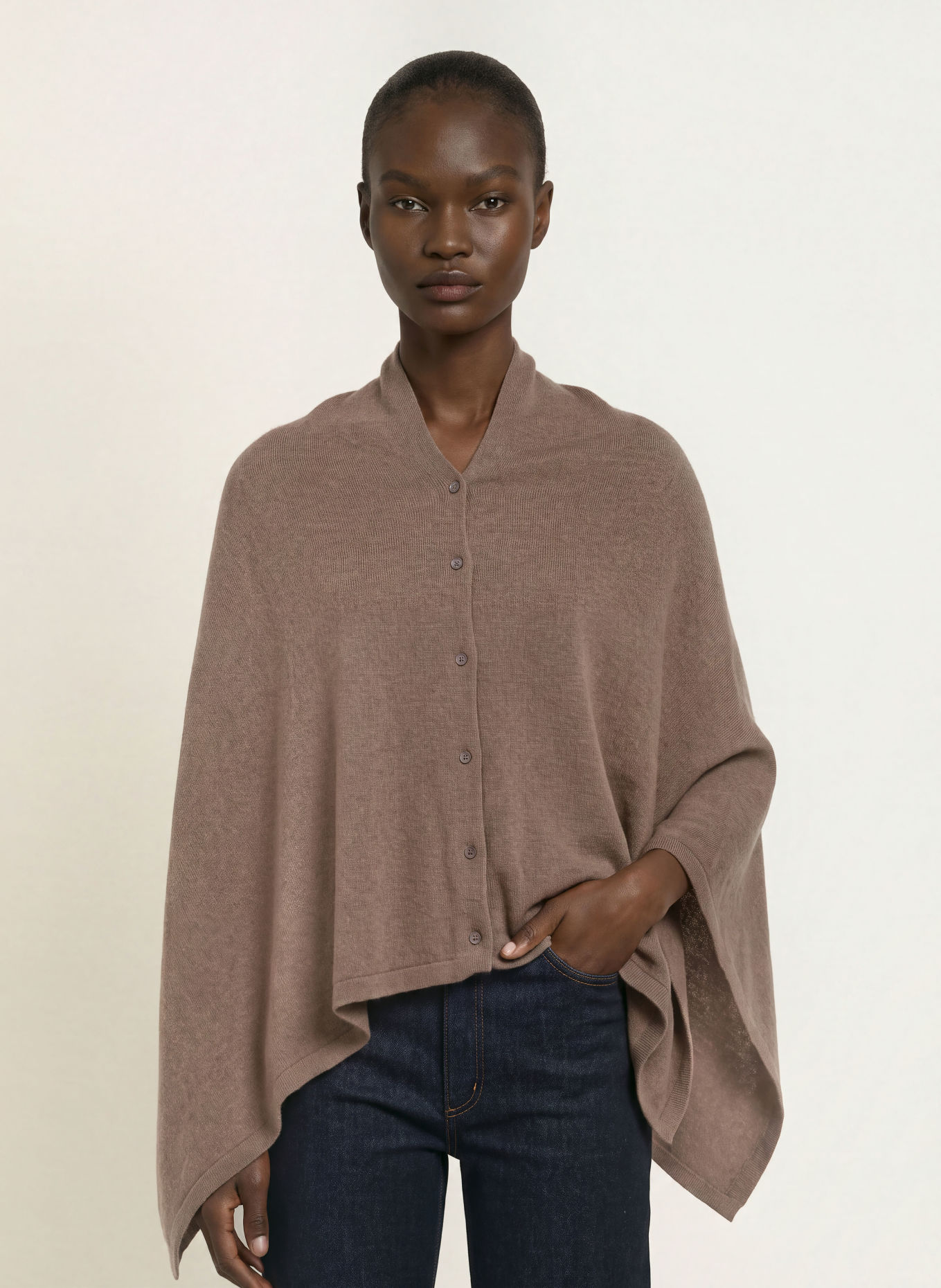 rosemunde Poncho with cashmere: BROWN