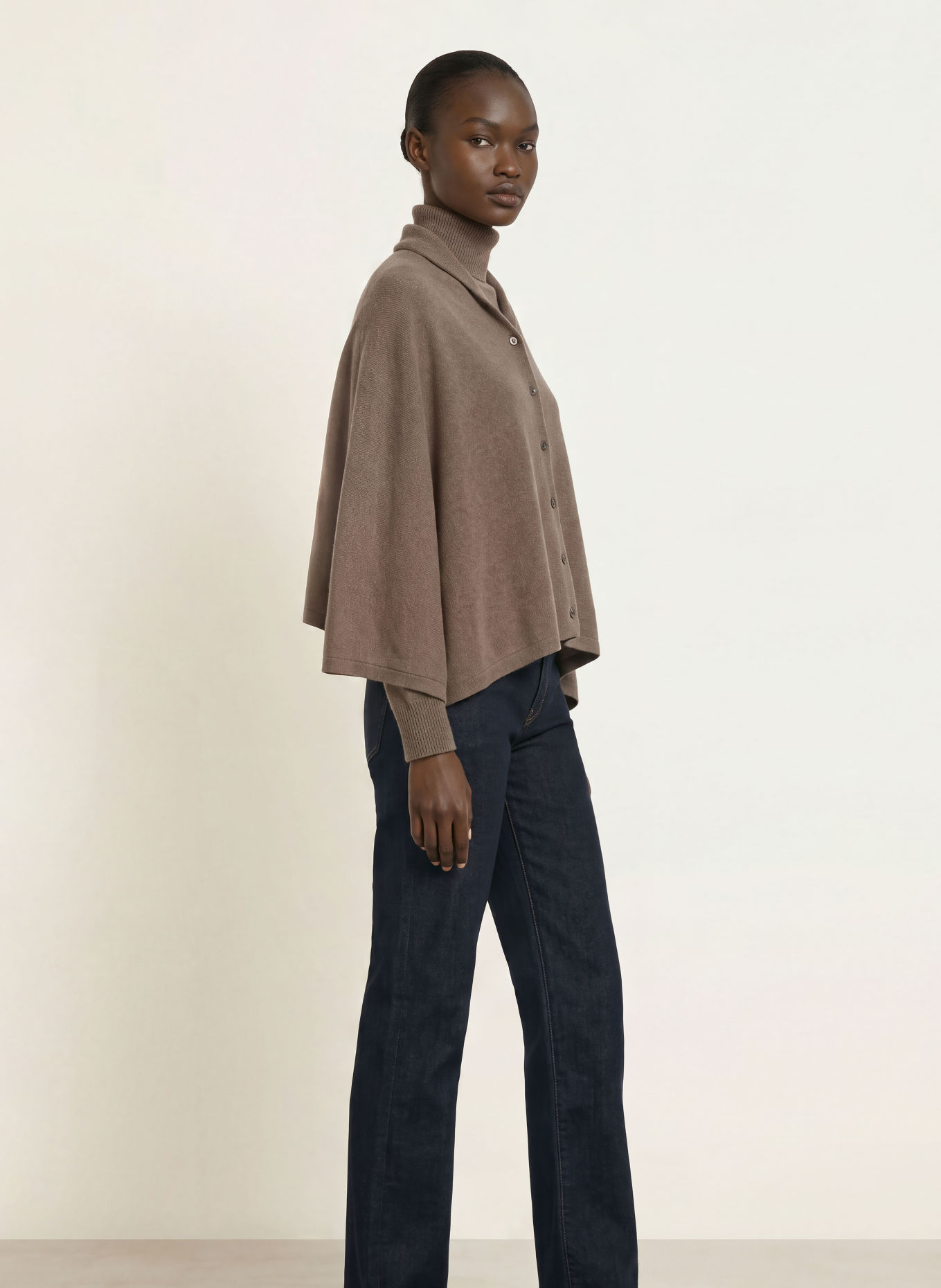 rosemunde Poncho with cashmere: BROWN