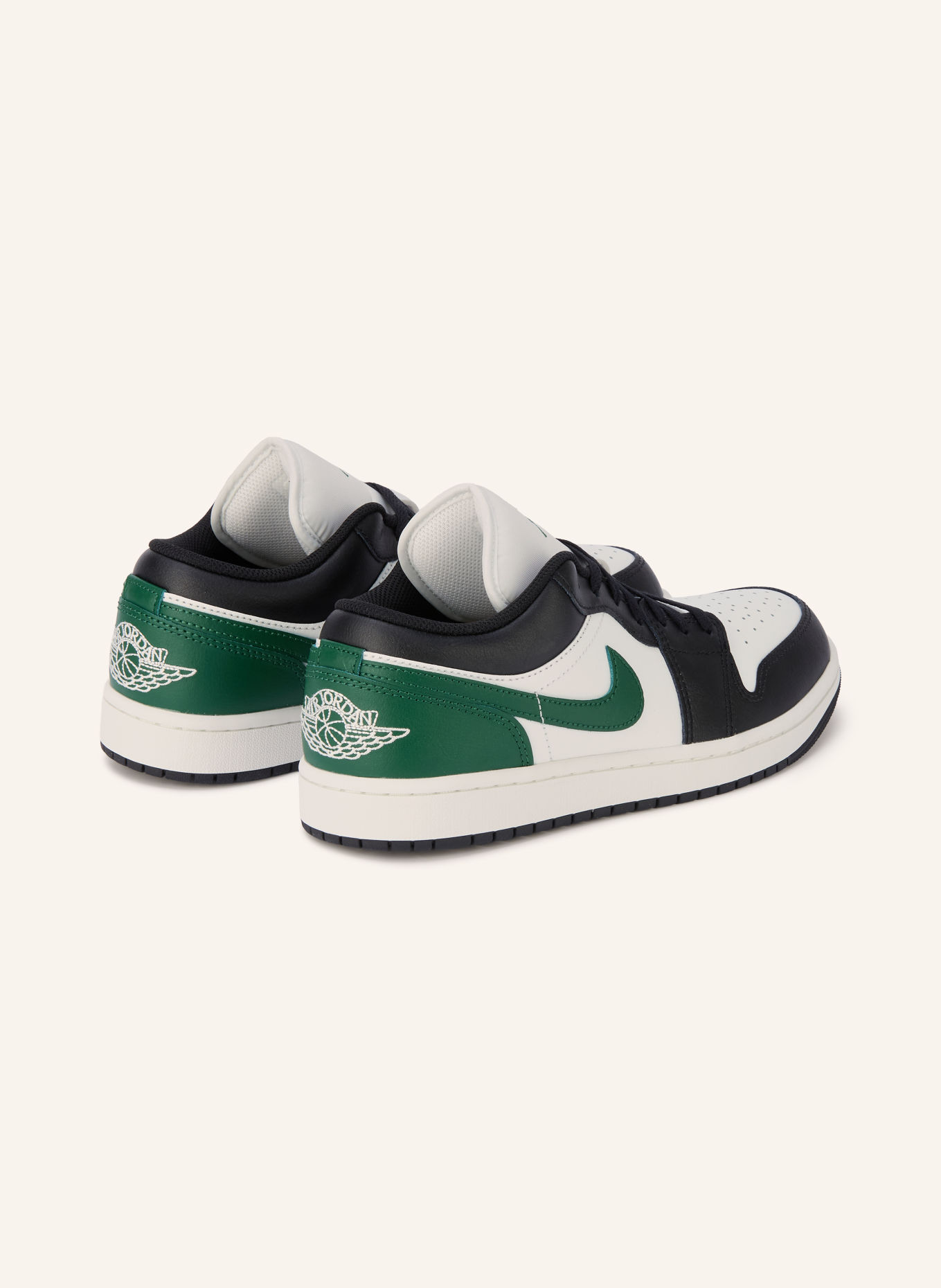 JORDAN Sneaker AIR JORDAN 1 LOW: WEISS / DUNKELGRÜN / SCHWARZ