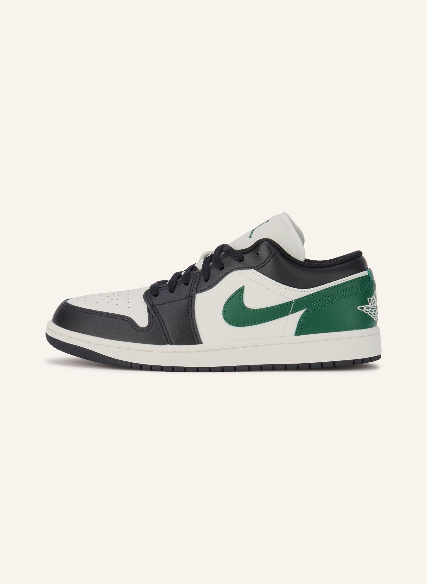 JORDAN Sneaker AIR JORDAN 1 LOW: WEISS / DUNKELGRÜN / SCHWARZ