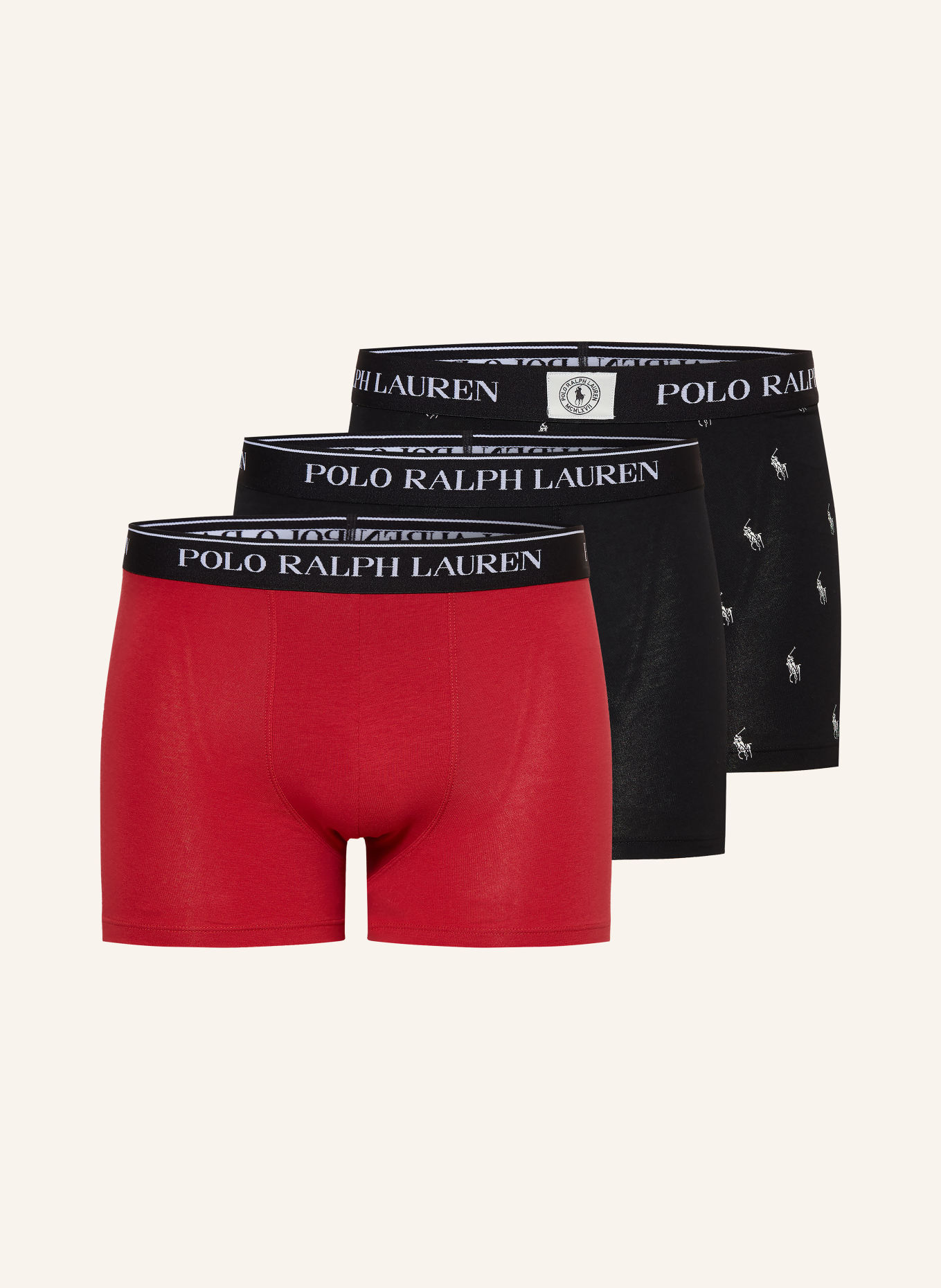 POLO RALPH LAUREN Set van 3 boxershorts: ROOD / DONKERBLAUW / ZWART