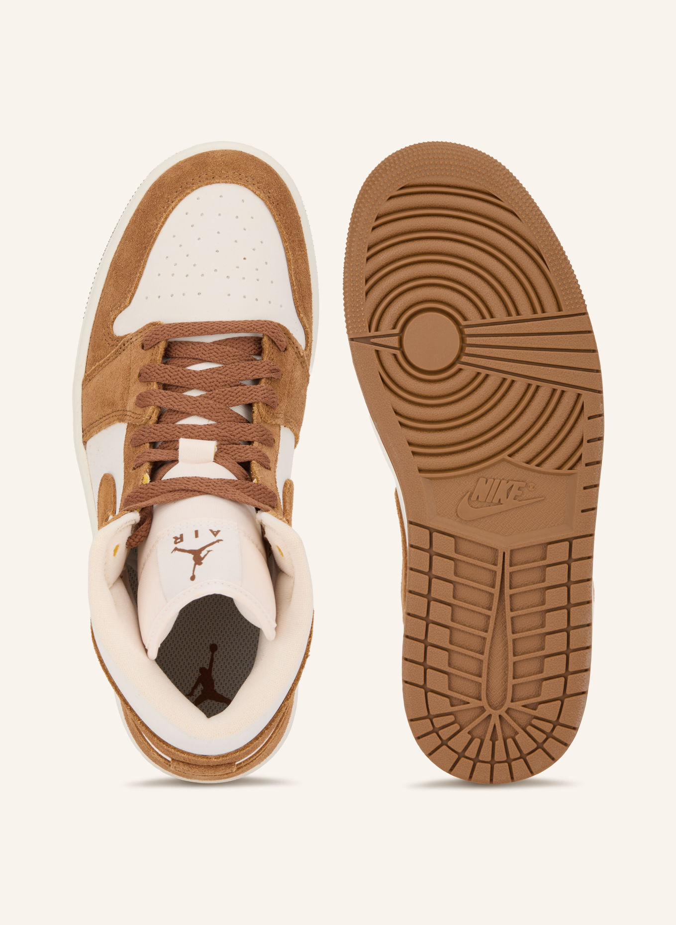 JORDAN Basketballschuhe AIR JORDAN 1: CREME / BRAUN