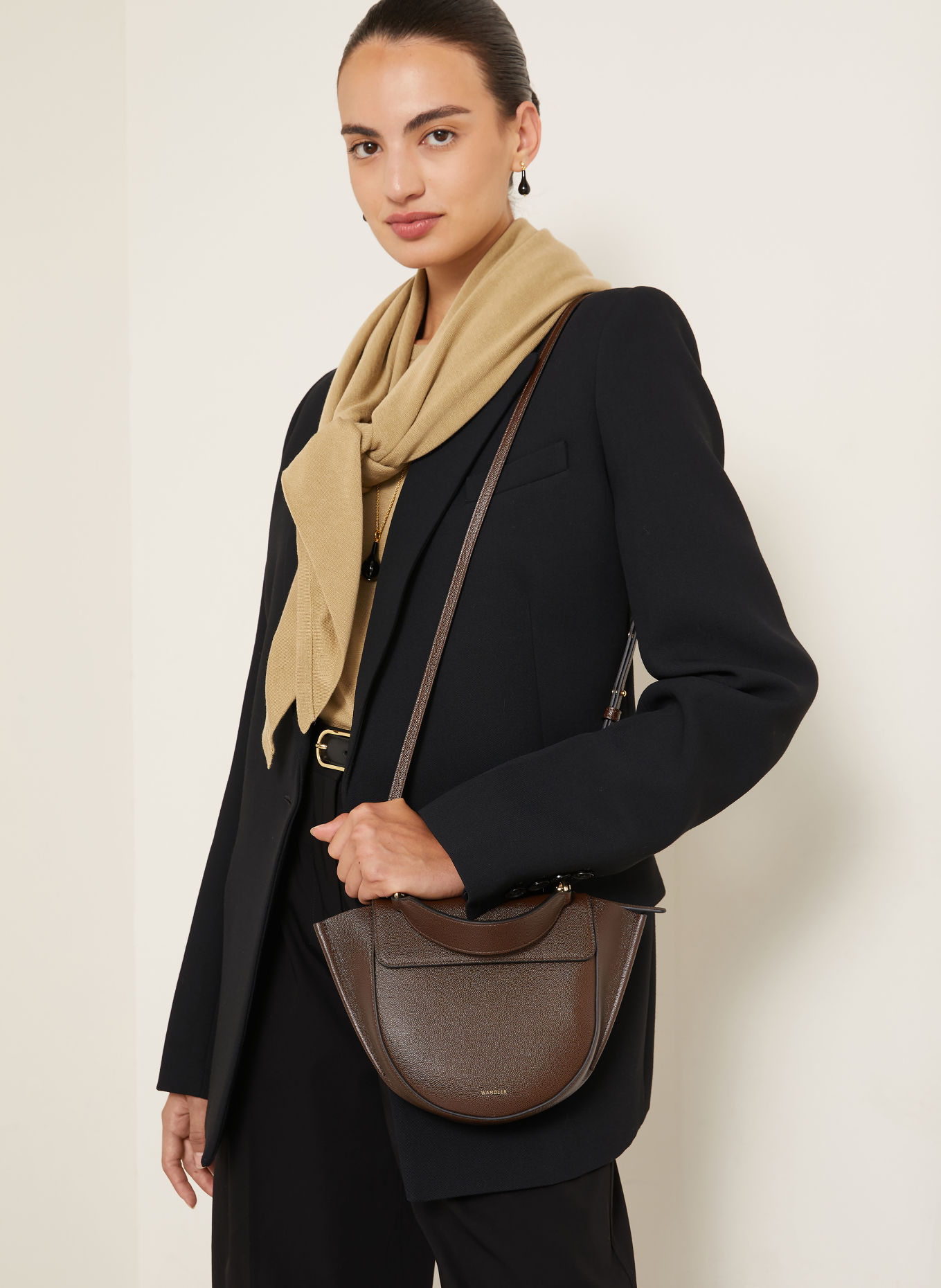 WANDLER Handbag HORTENSIA MEDIUM: DARK BROWN / GOLD