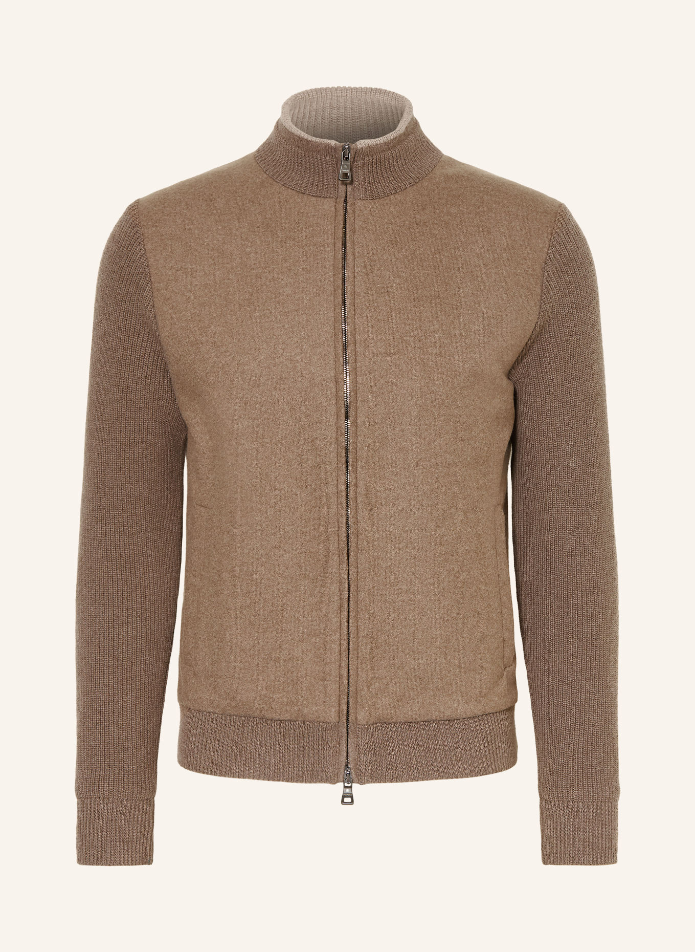 FIORONI Gebreide vest in verschillende materialen: TAUPE