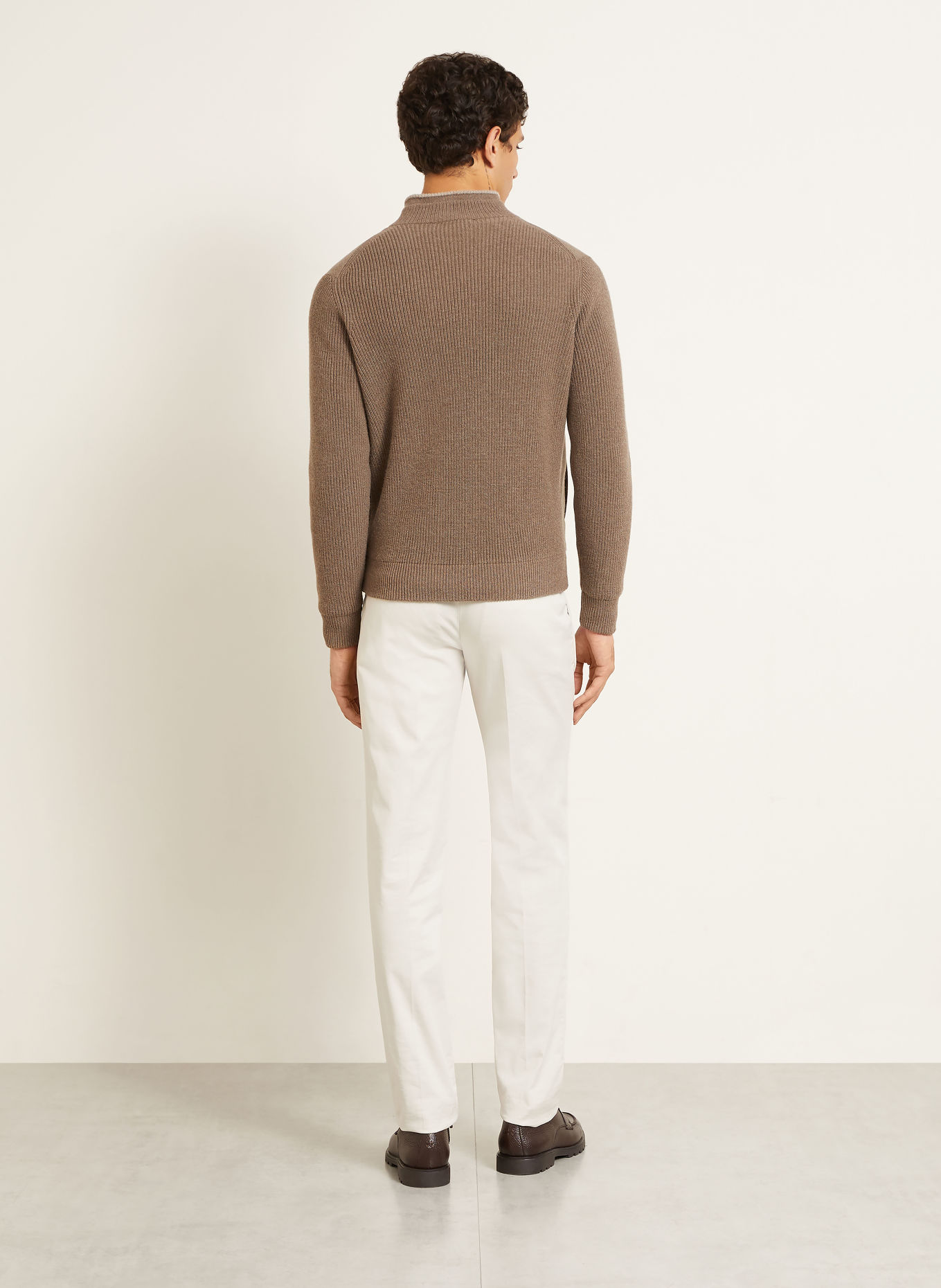 FIORONI Gebreide vest in verschillende materialen: TAUPE