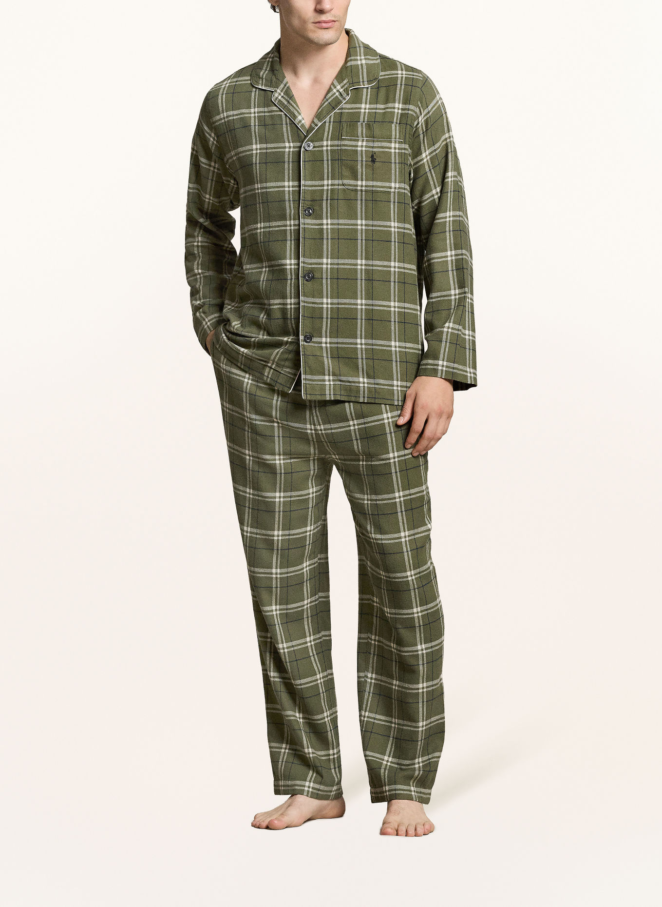 POLO RALPH LAUREN Flannel pajamas: GREEN / ECRU / DARK BLUE