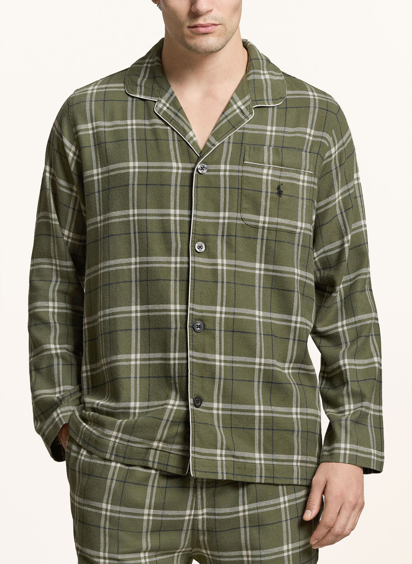 POLO RALPH LAUREN Flannel pajamas: GREEN / ECRU / DARK BLUE