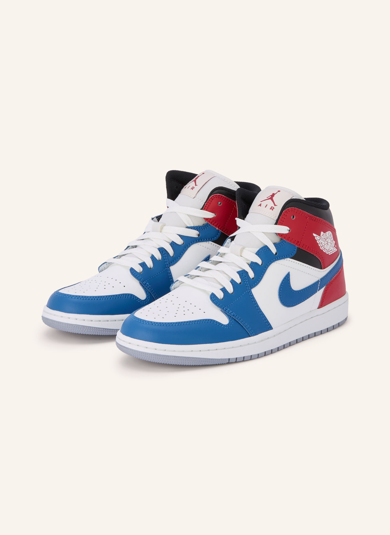 JORDAN Hightop-Sneaker AIR JORDAN 1 MID: WEISS / DUNKELROT / BLAU