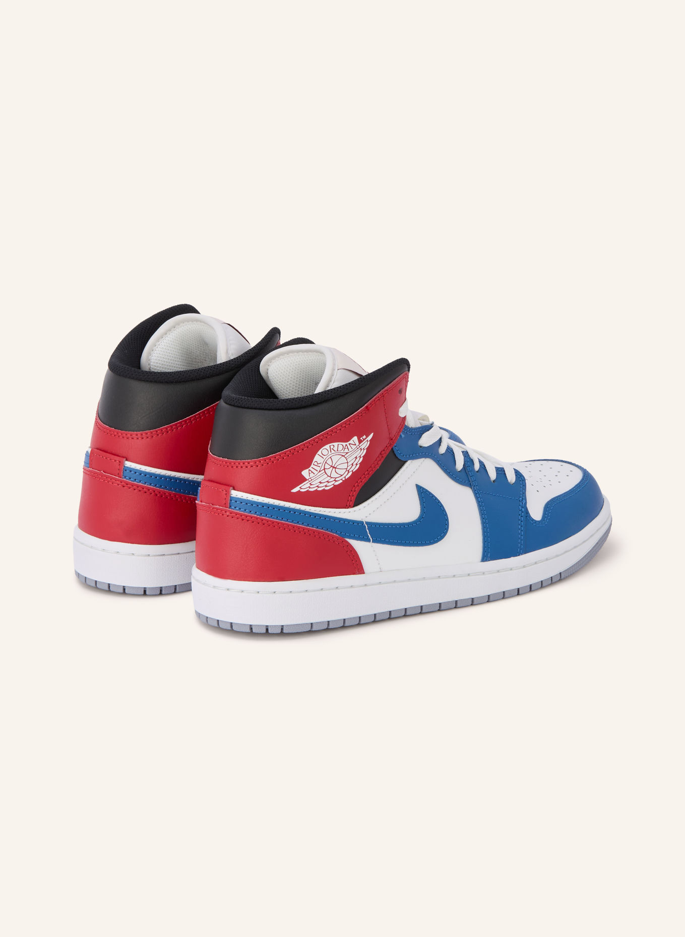 JORDAN Hightop-Sneaker AIR JORDAN 1 MID: WEISS / DUNKELROT / BLAU