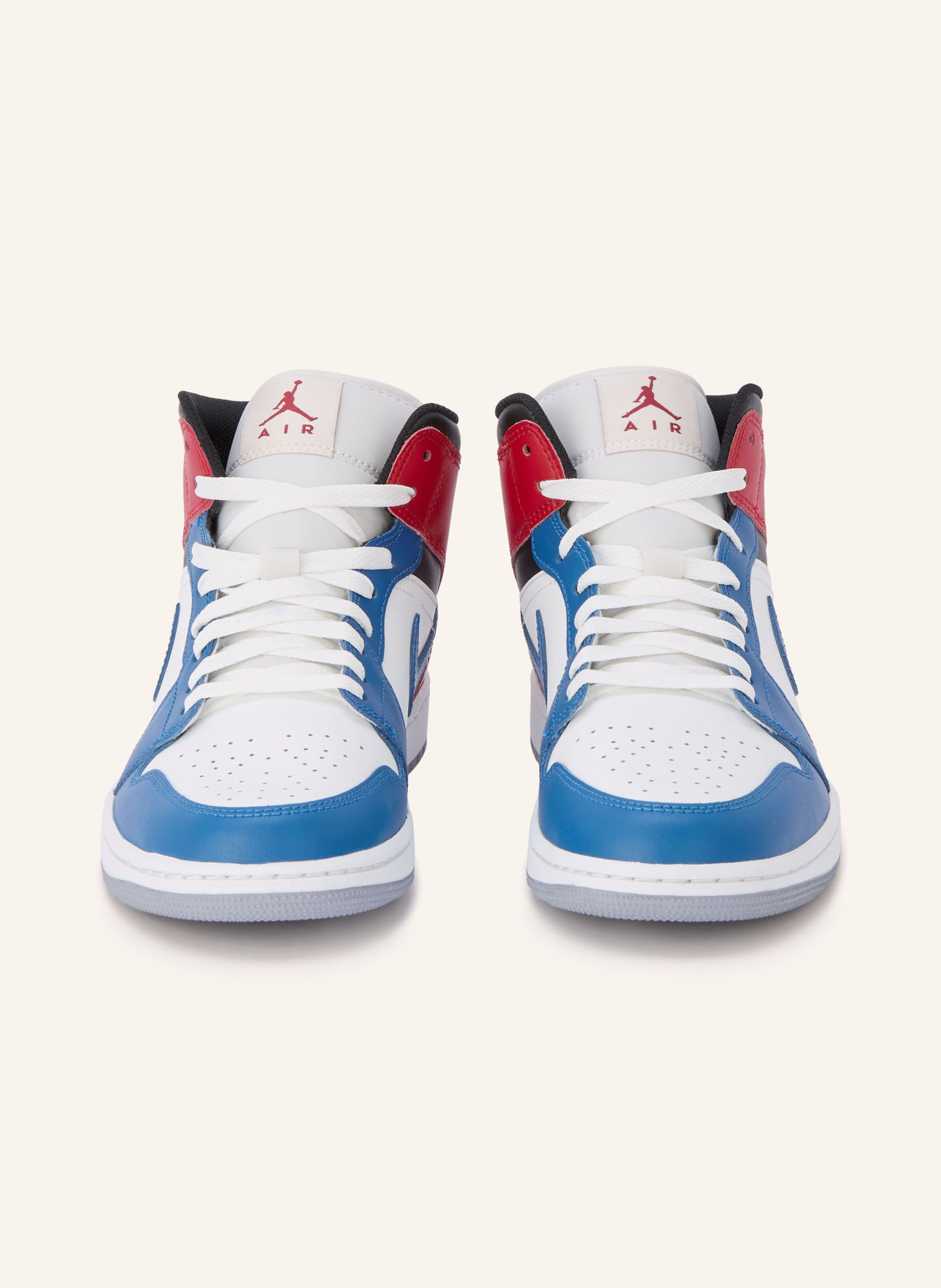 JORDAN Hightop-Sneaker AIR JORDAN 1 MID: WEISS / DUNKELROT / BLAU