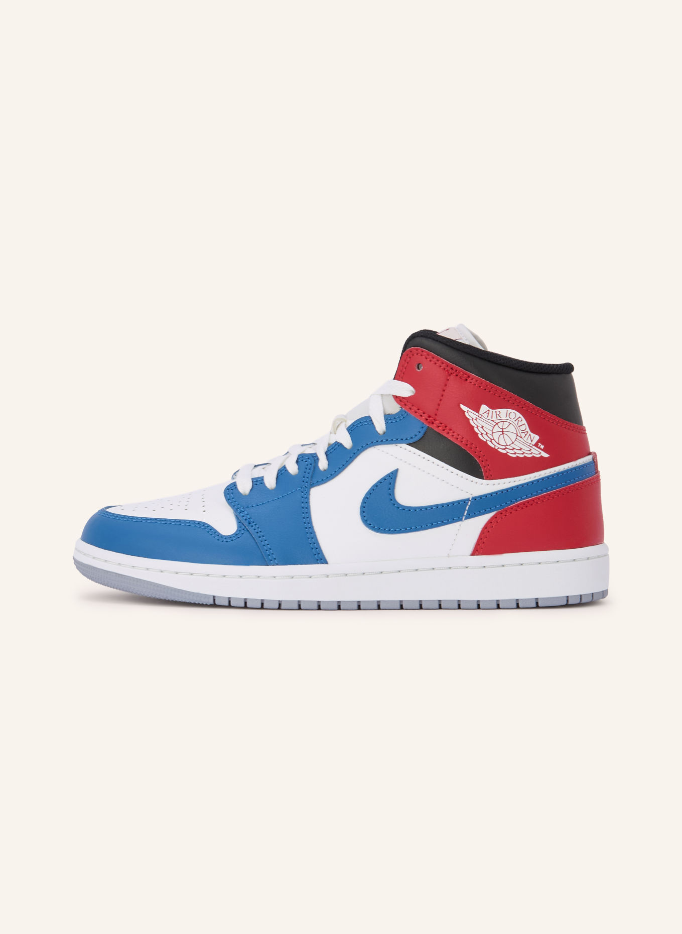 JORDAN Hightop-Sneaker AIR JORDAN 1 MID: WEISS / DUNKELROT / BLAU