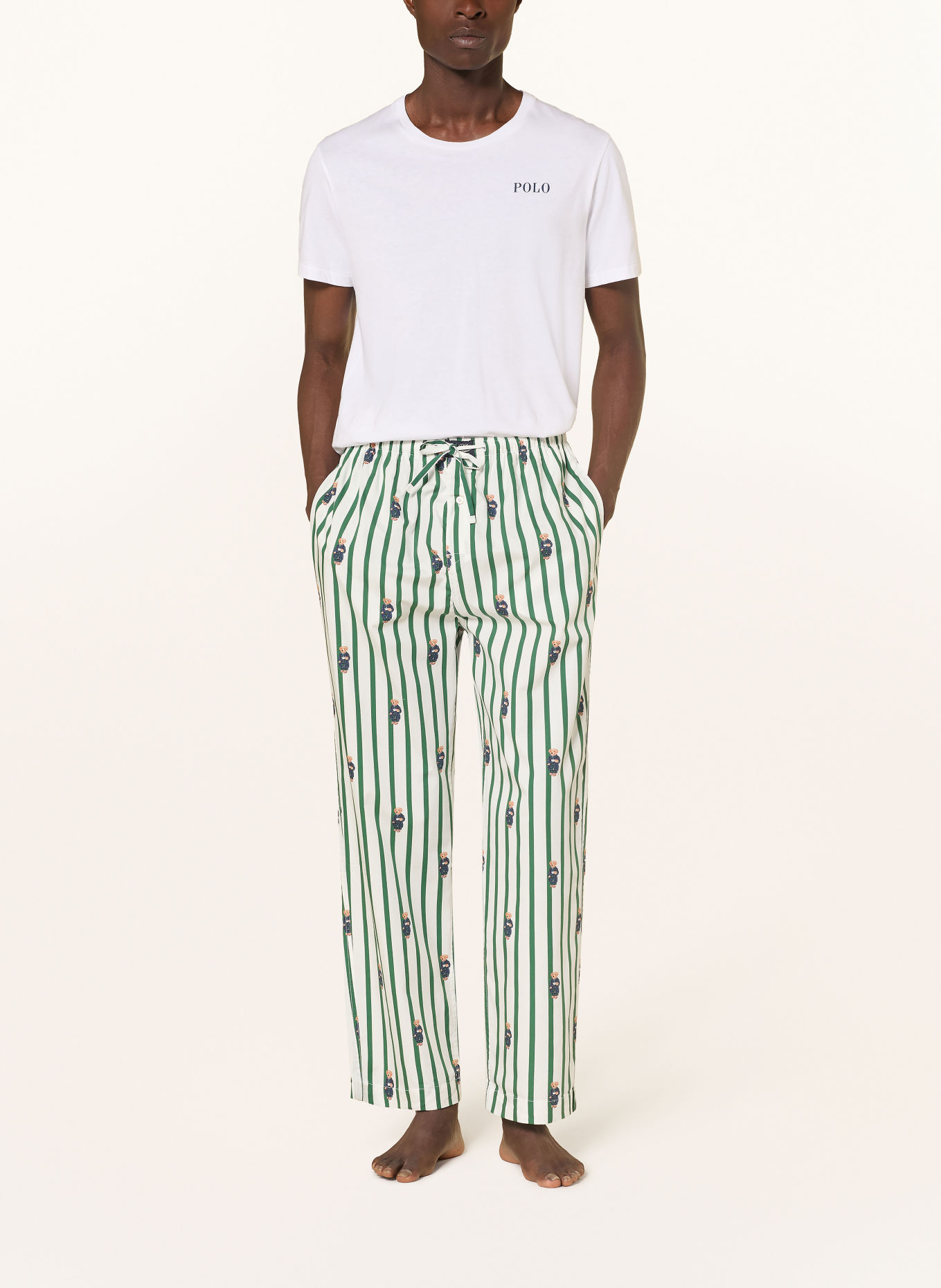 POLO RALPH LAUREN slaapbroek: WIT / GROEN / DONKERBLAUW