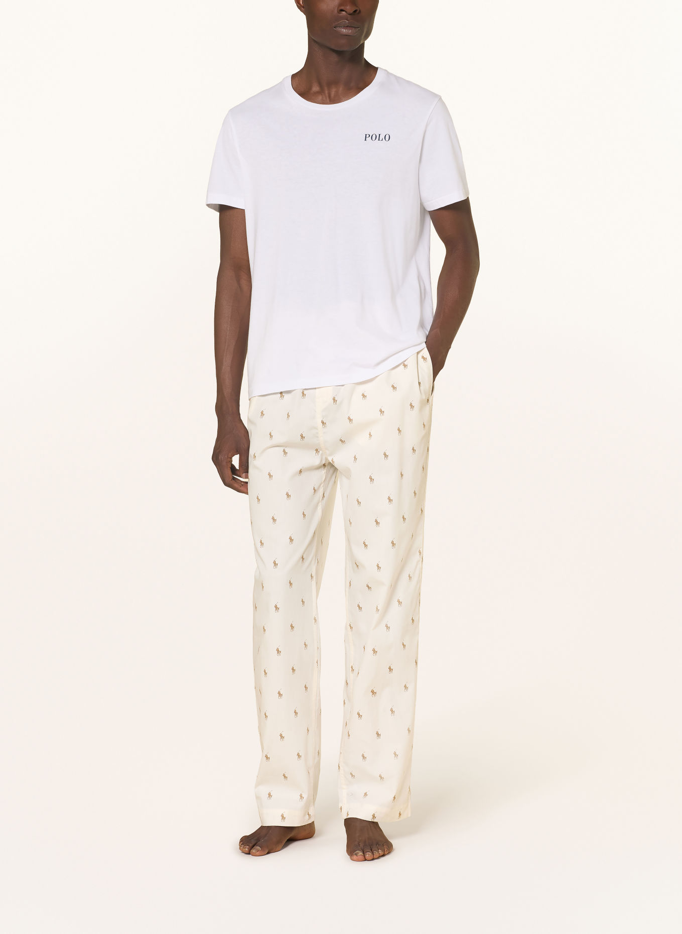 POLO RALPH LAUREN Pyžamové kalhoty: KRÉMOVÁ / BÉŽOVÁ