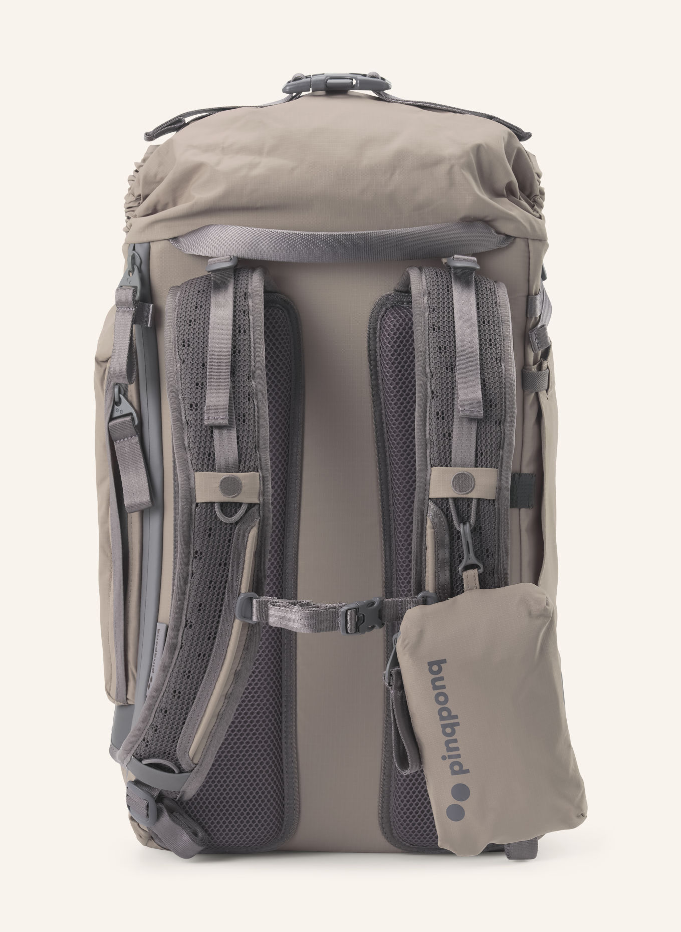 pinqponq Rucksack KOMUT MEDIUM mit Laptop-Fach: BEIGE / DUNKELGRAU