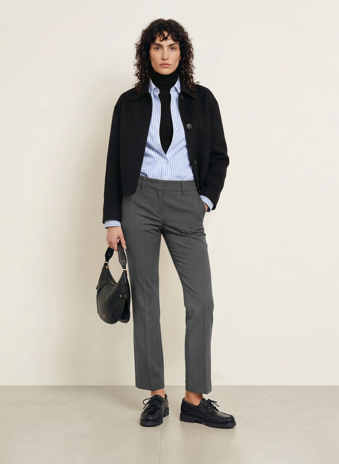CAMBIO Bootcut trousers FARAH: DARK GRAY